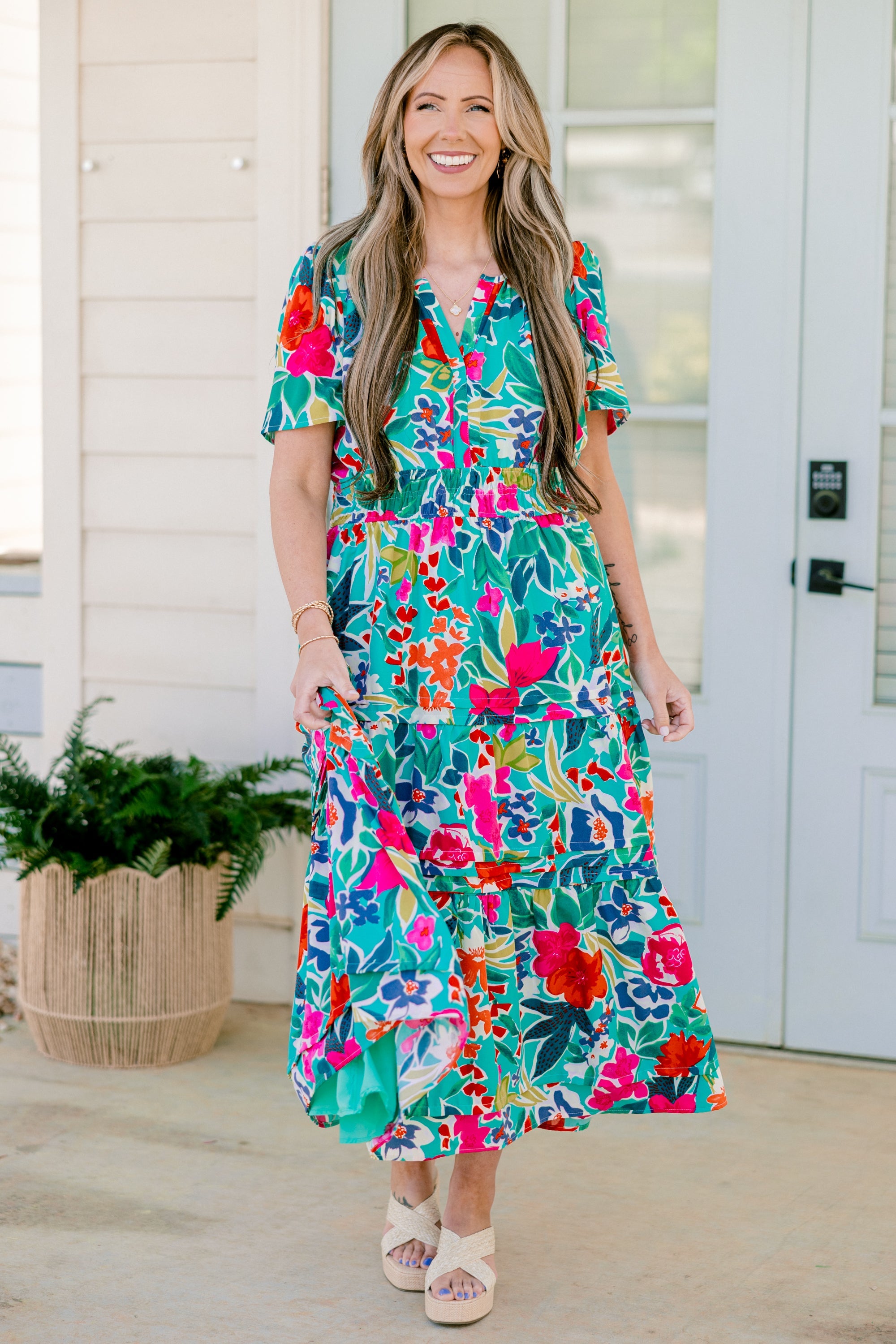 Wish Me Joy Dress, Teal