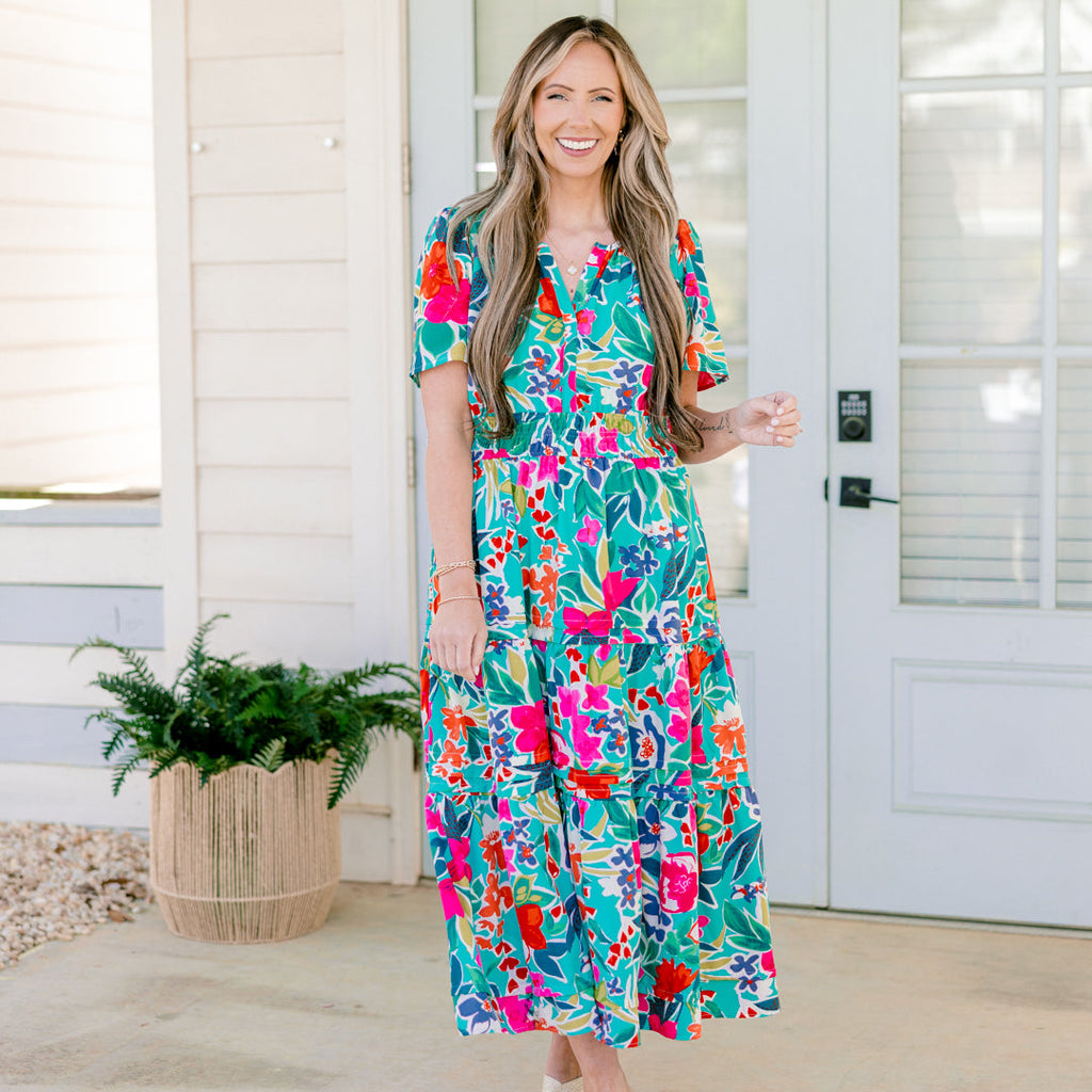 Wish Me Joy Dress, Teal
