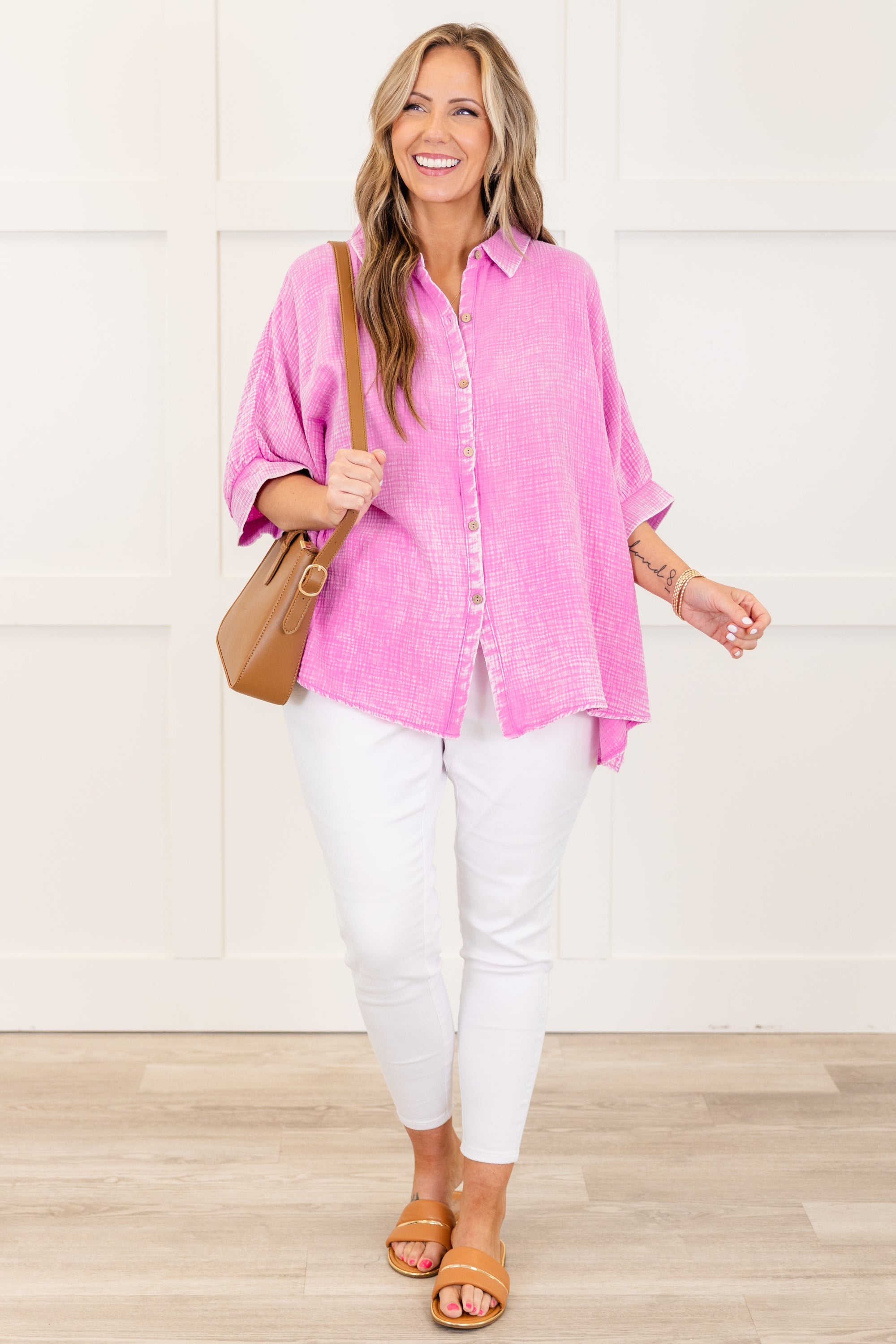 Wistful Weekend Top, Bright Mauve