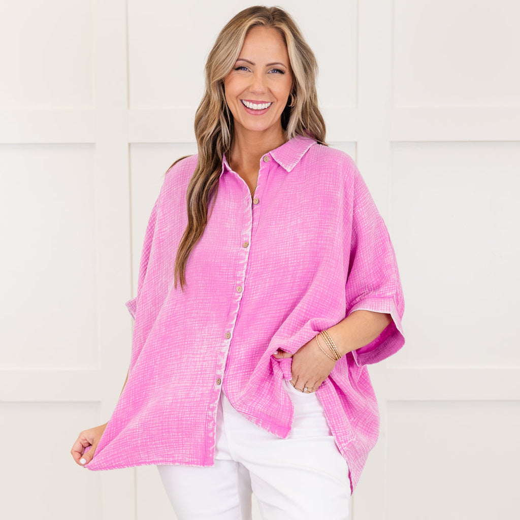 Wistful Weekend Top, Bright Mauve