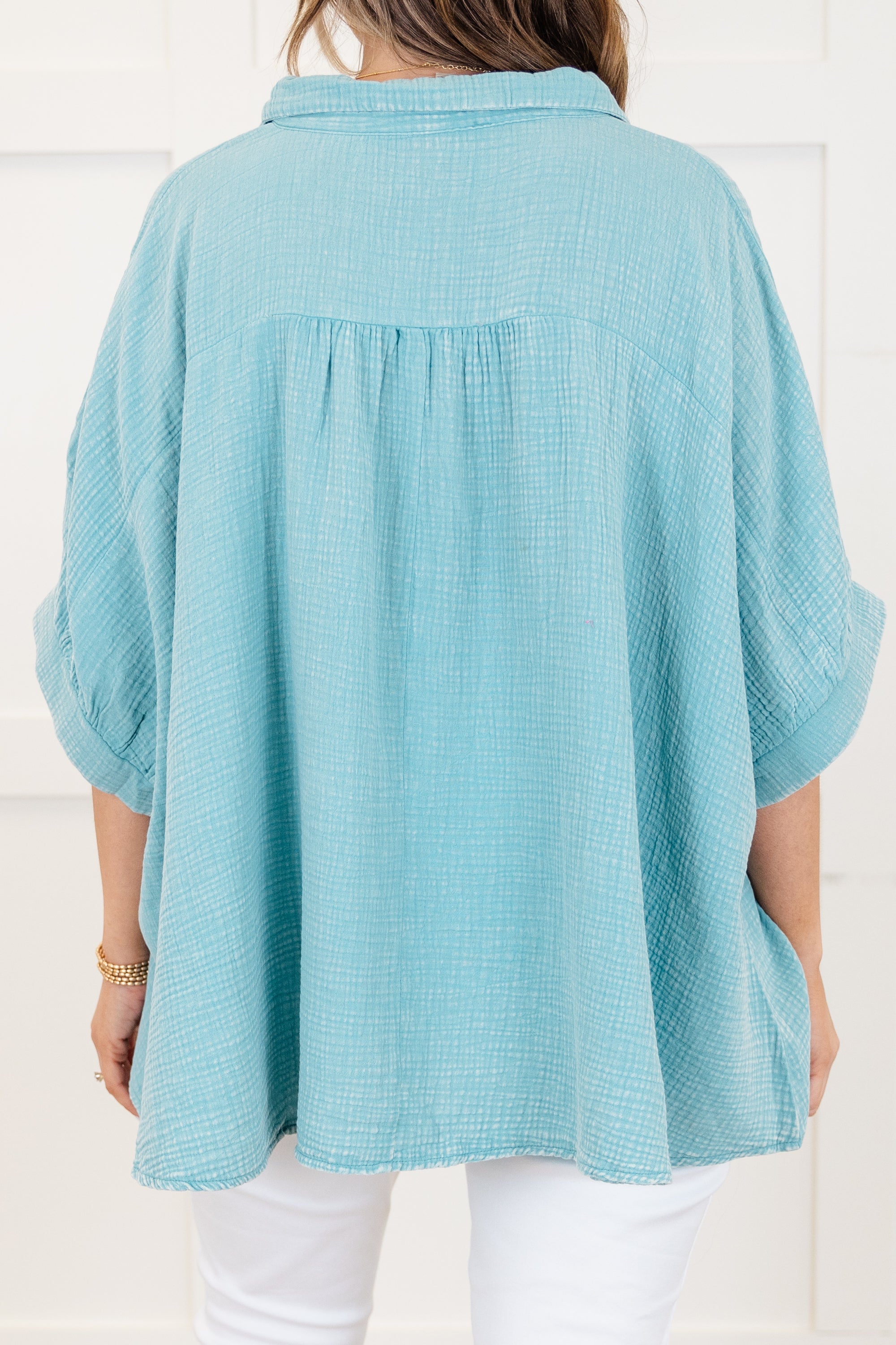 Wistful Weekend Top, Dusty Teal