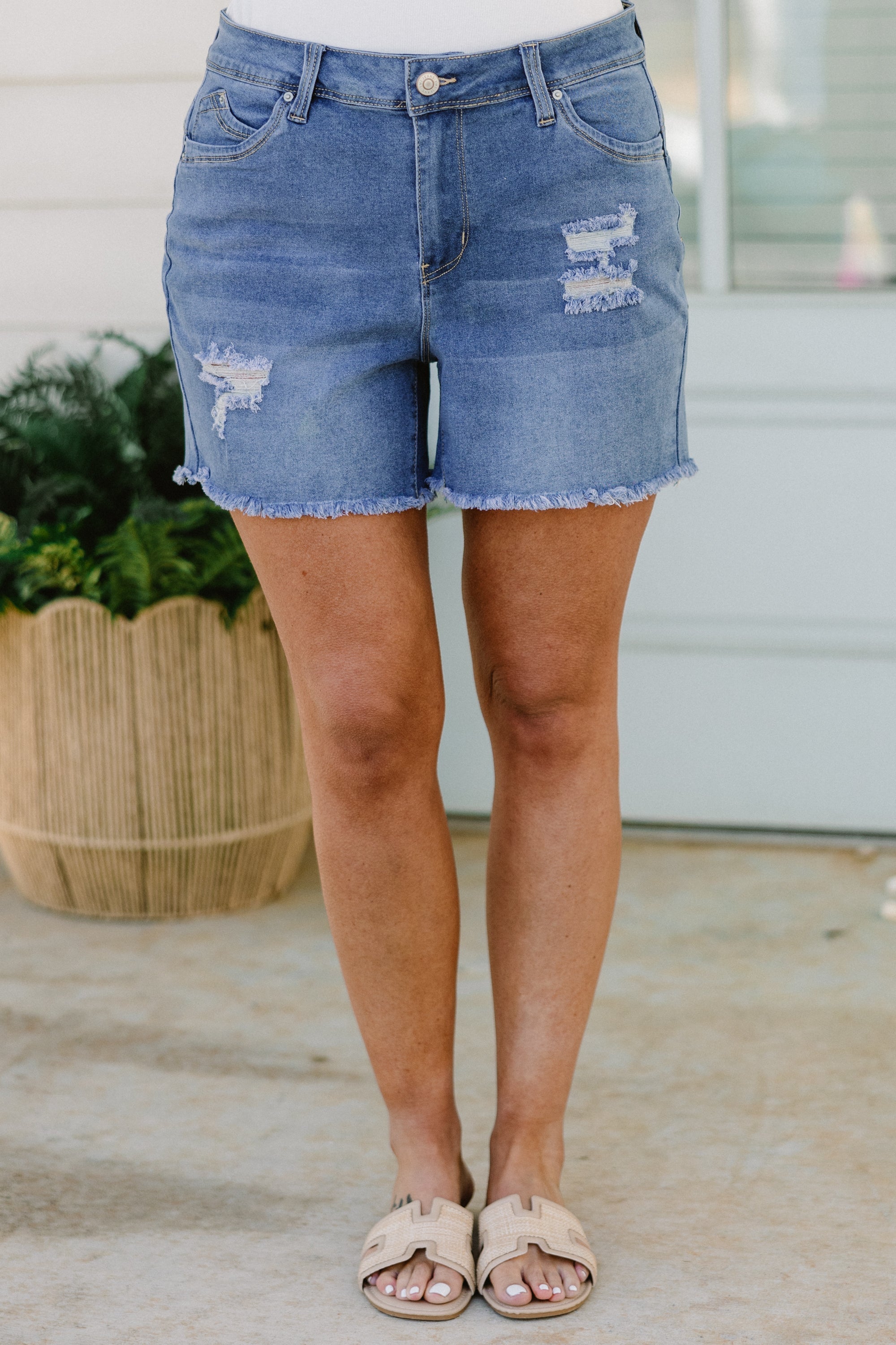 With A Little Luck Shorts, Medium Wash
