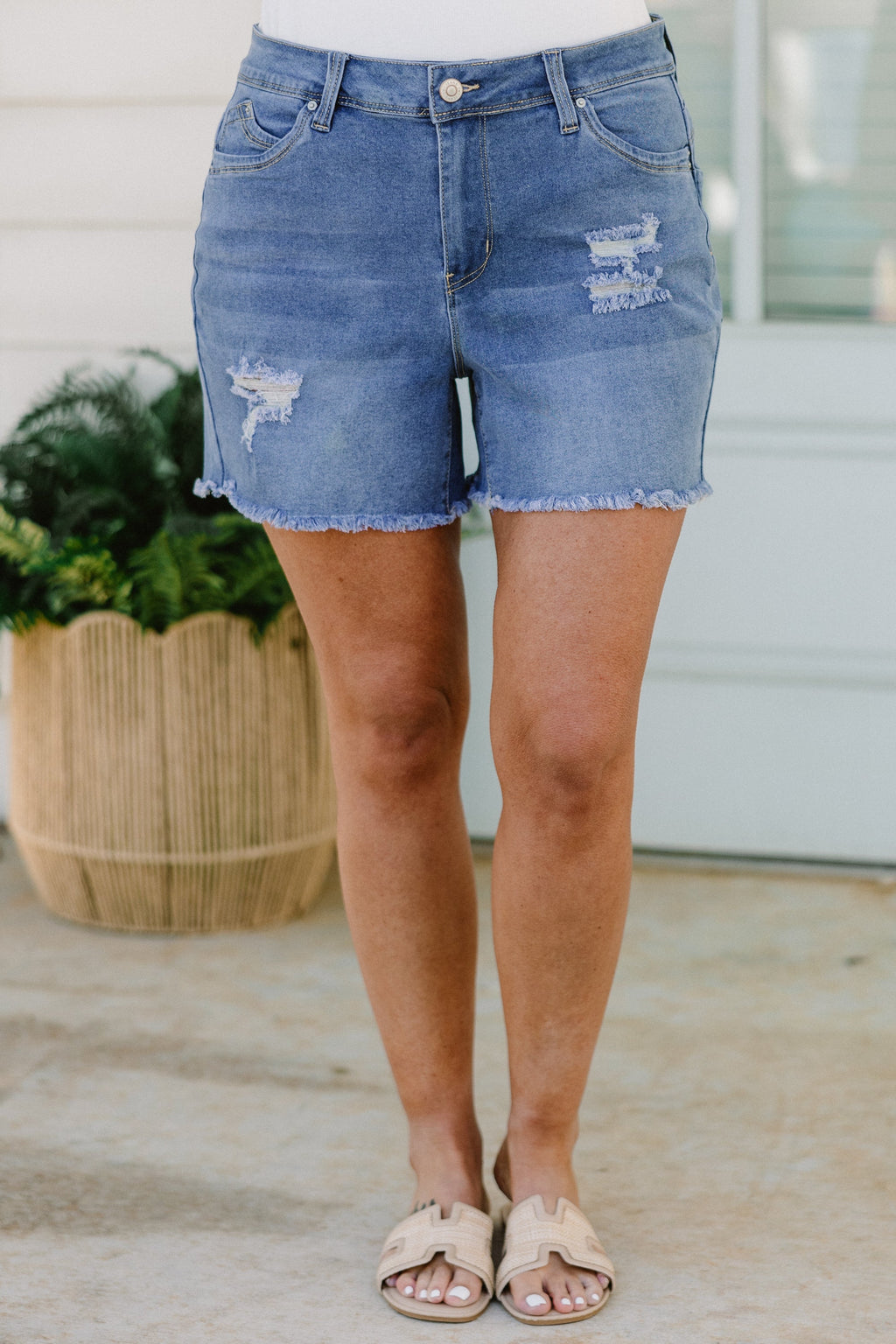 With A Little Luck Shorts, Medium Wash