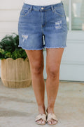 With A Little Luck Shorts, Medium Wash