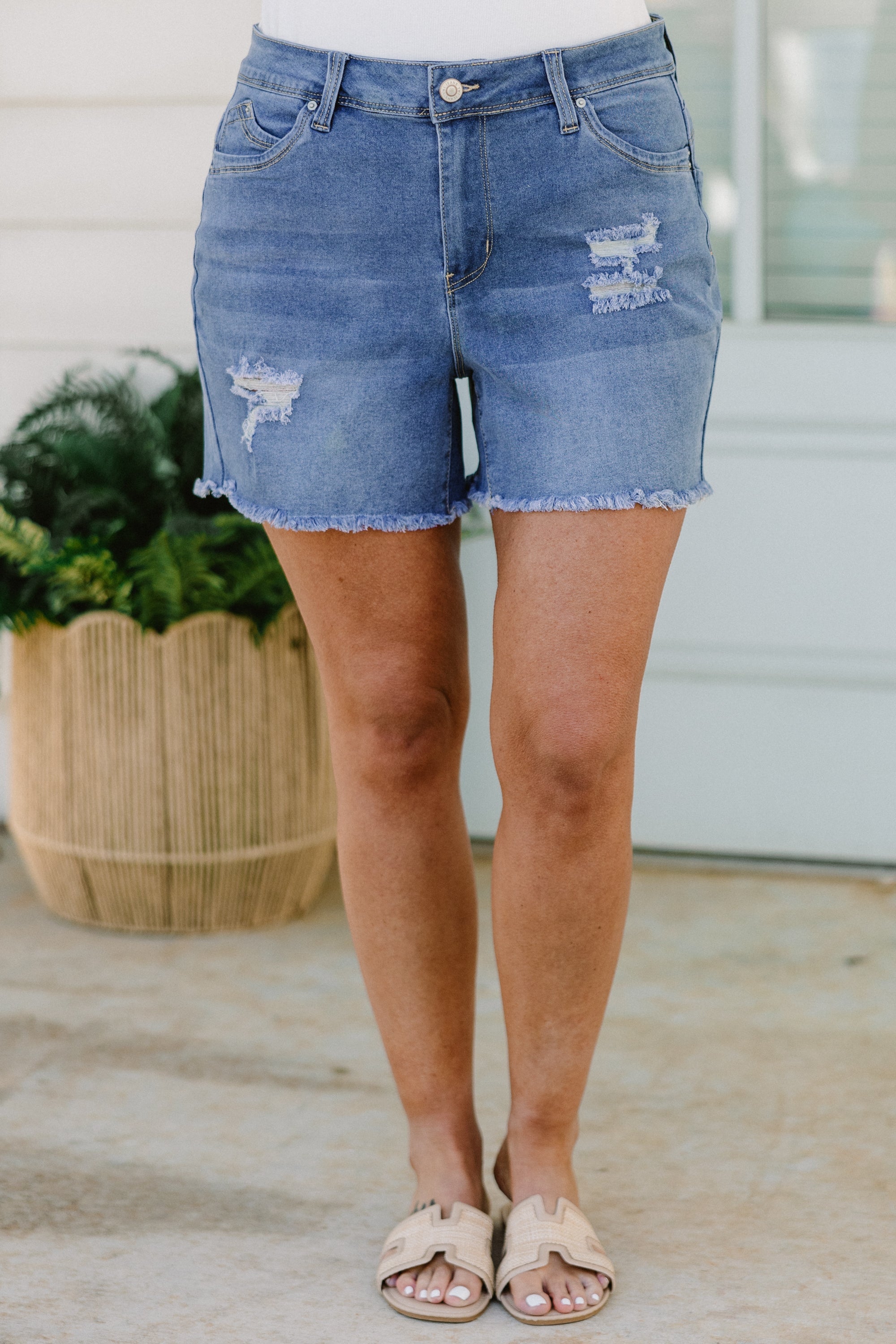 With A Little Luck Shorts, Medium Wash