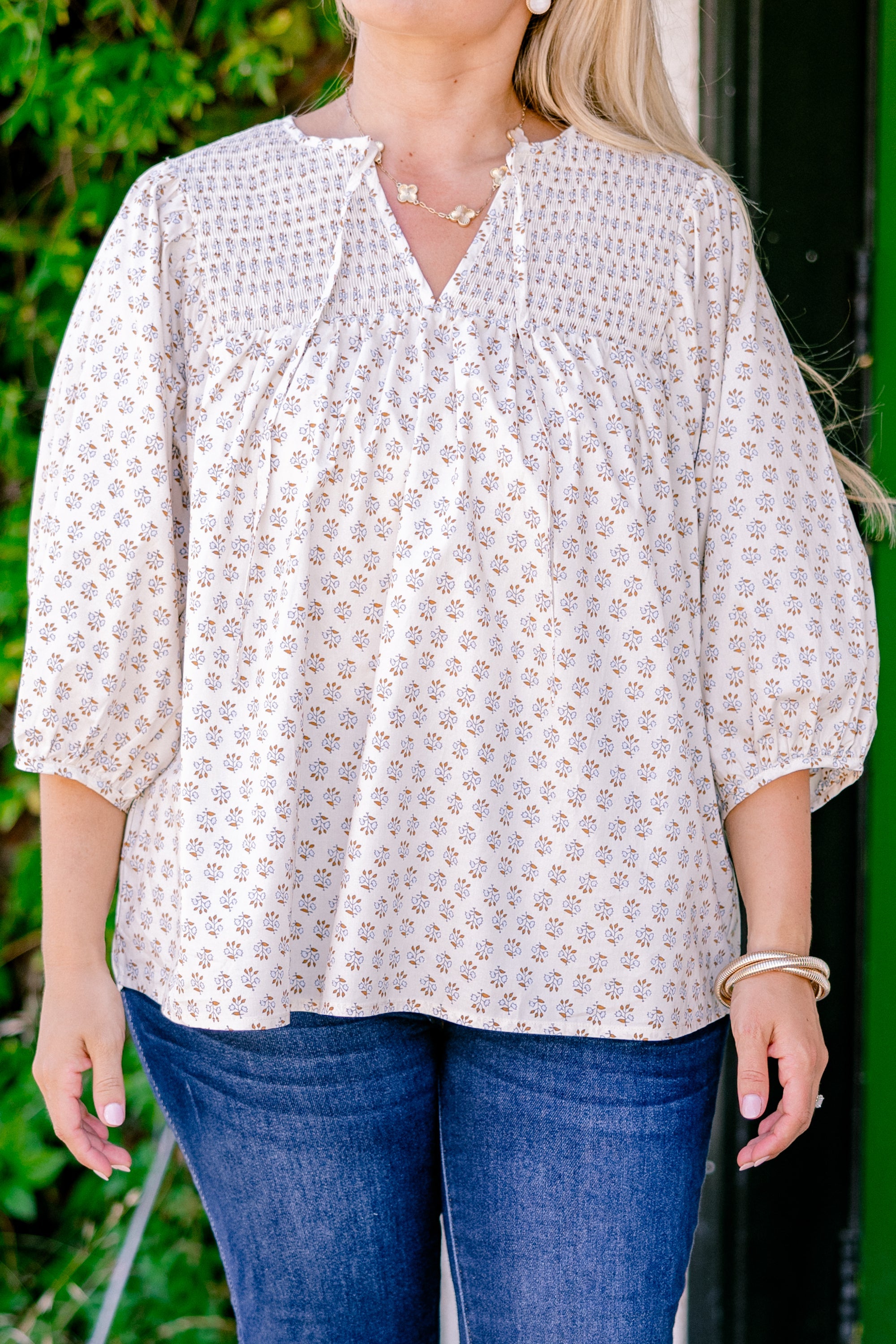 With The Flow Top, Ivory Floral