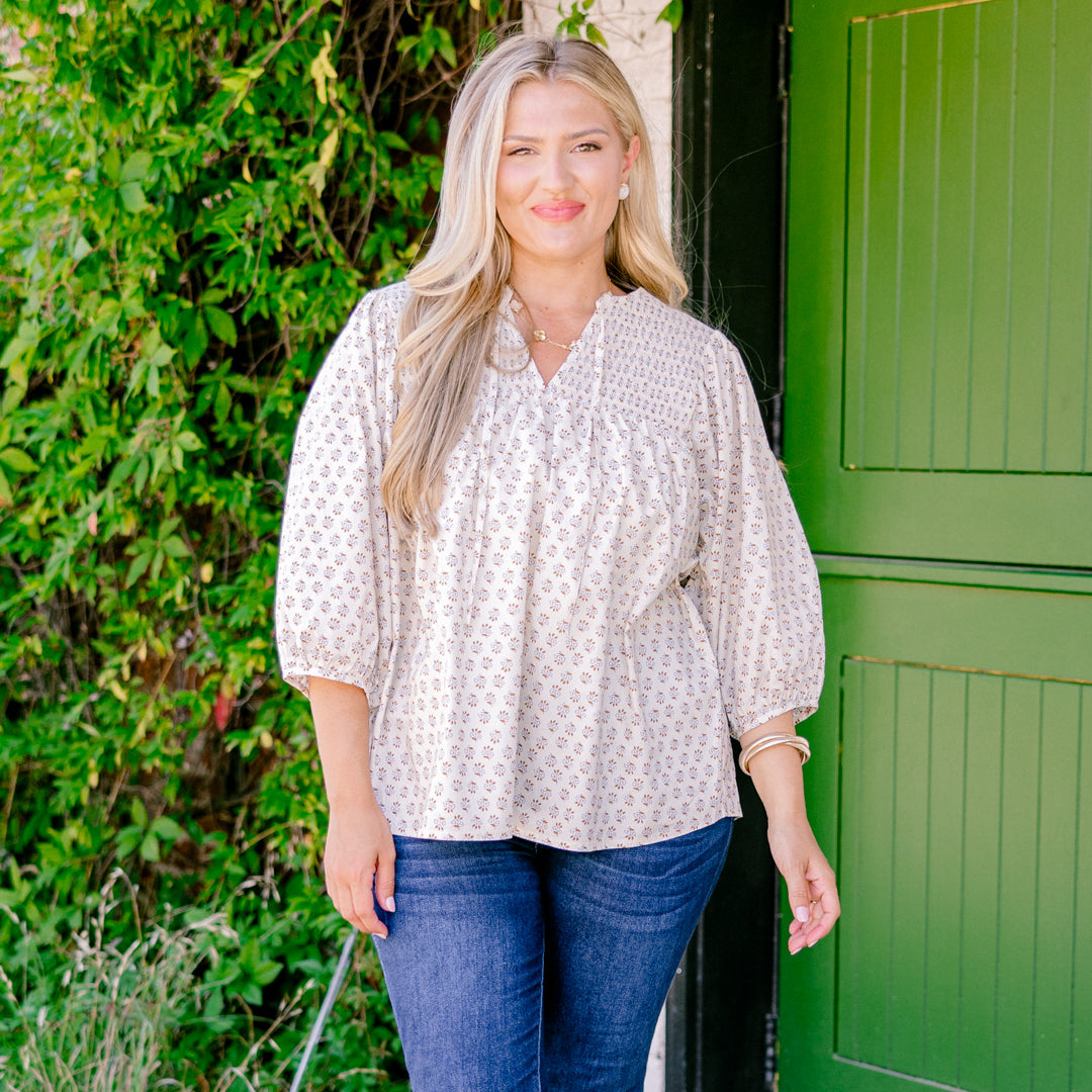 With The Flow Top, Ivory Floral
