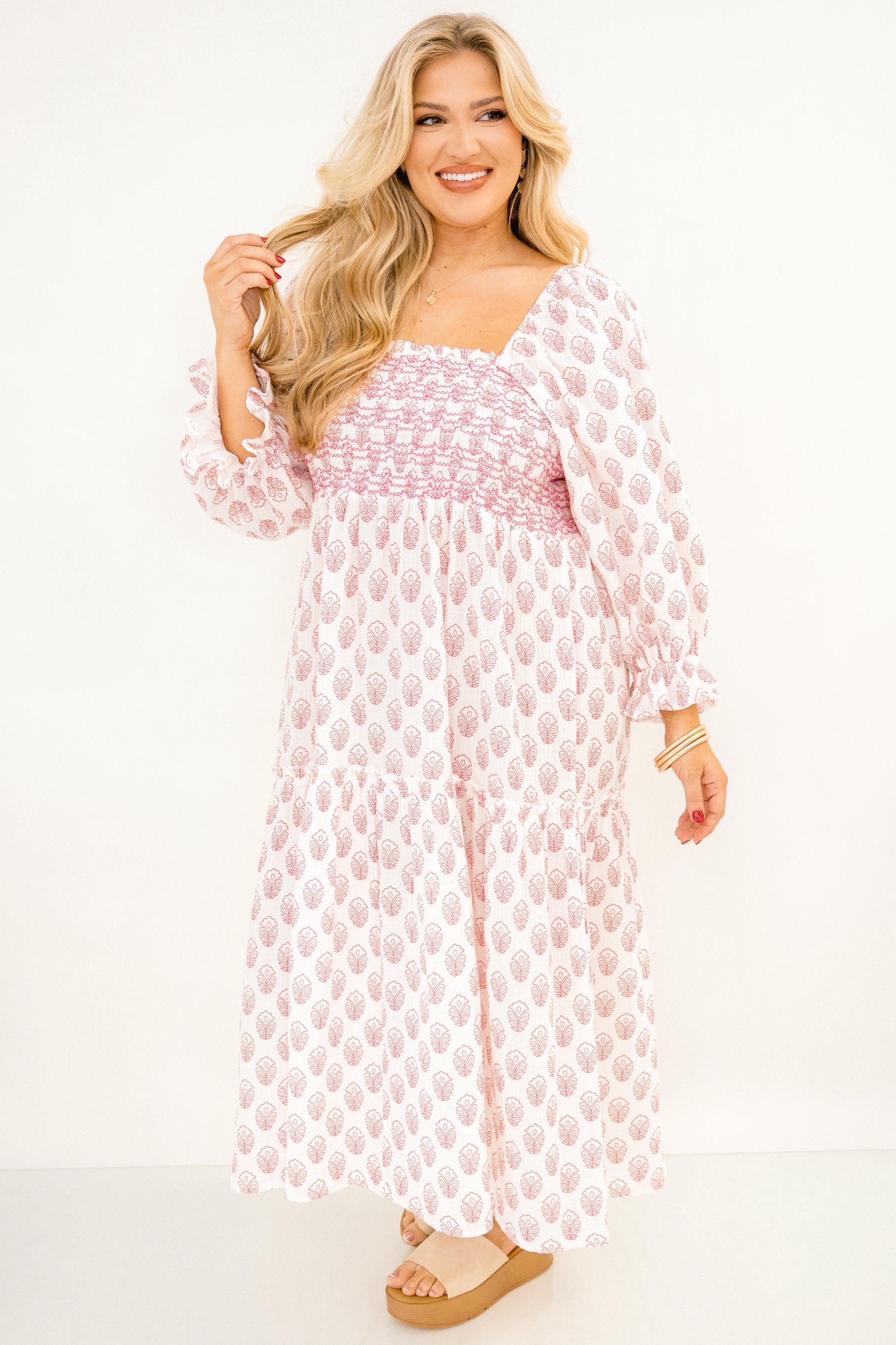Wonderful Wildflower Dress, Cream Pink