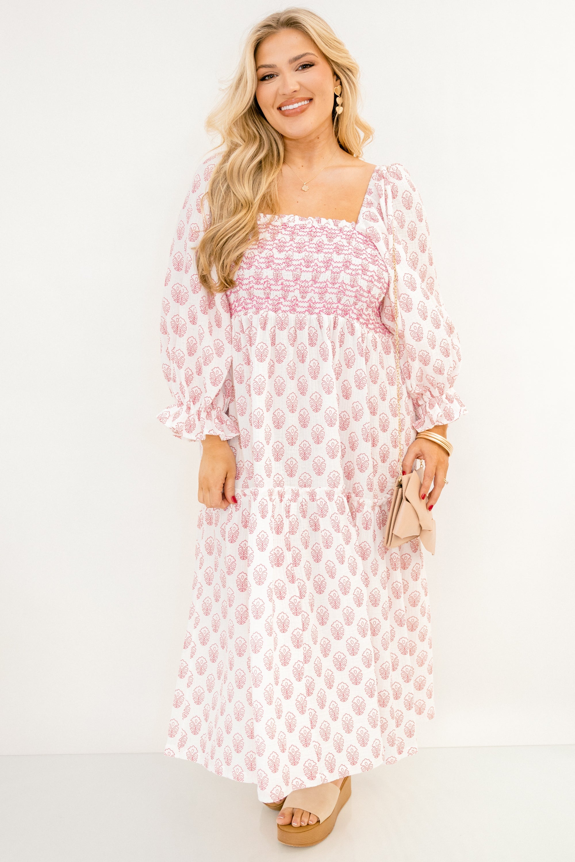Wonderful Wildflower Dress, Cream Pink