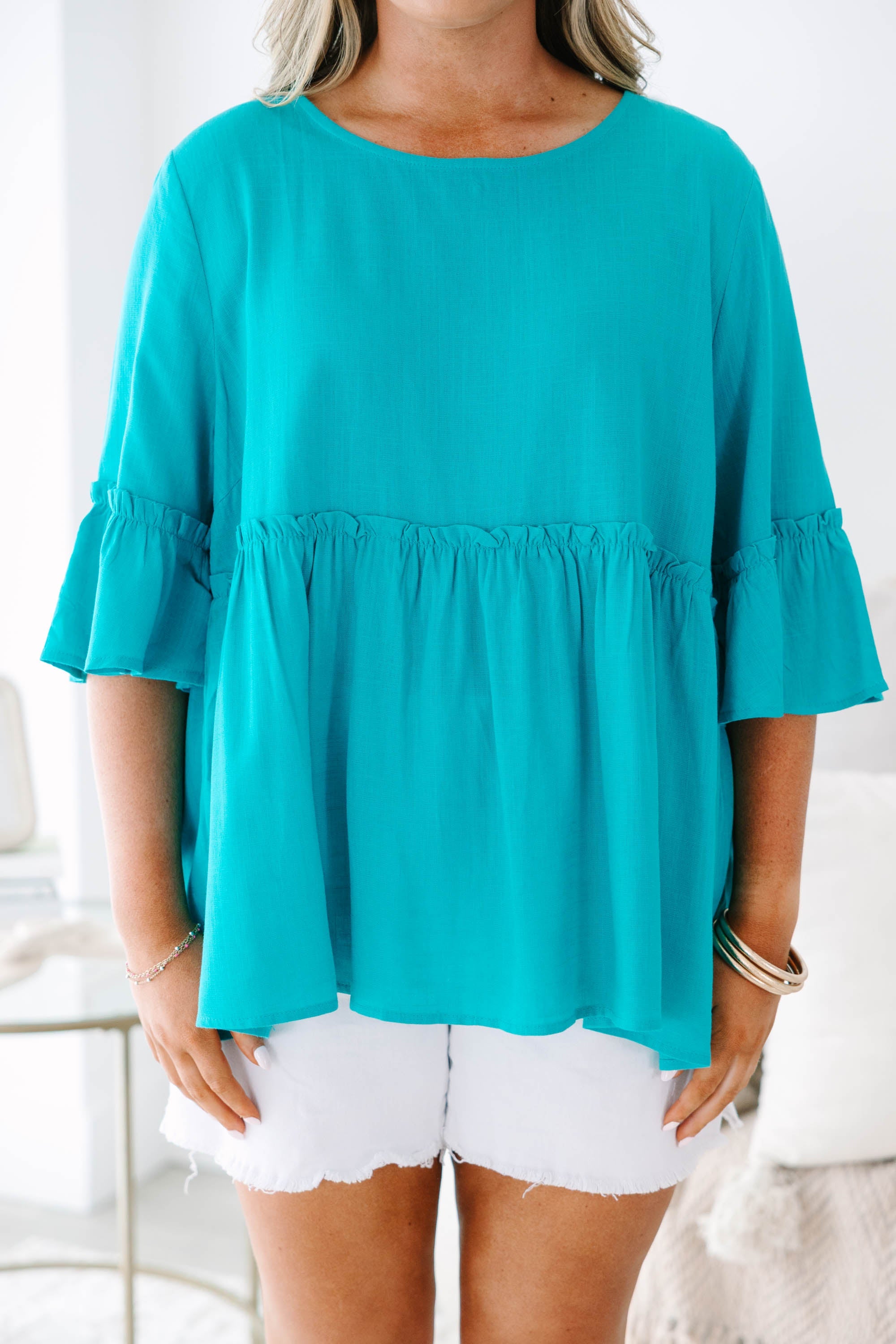 Worth The Wait Top, Teal
