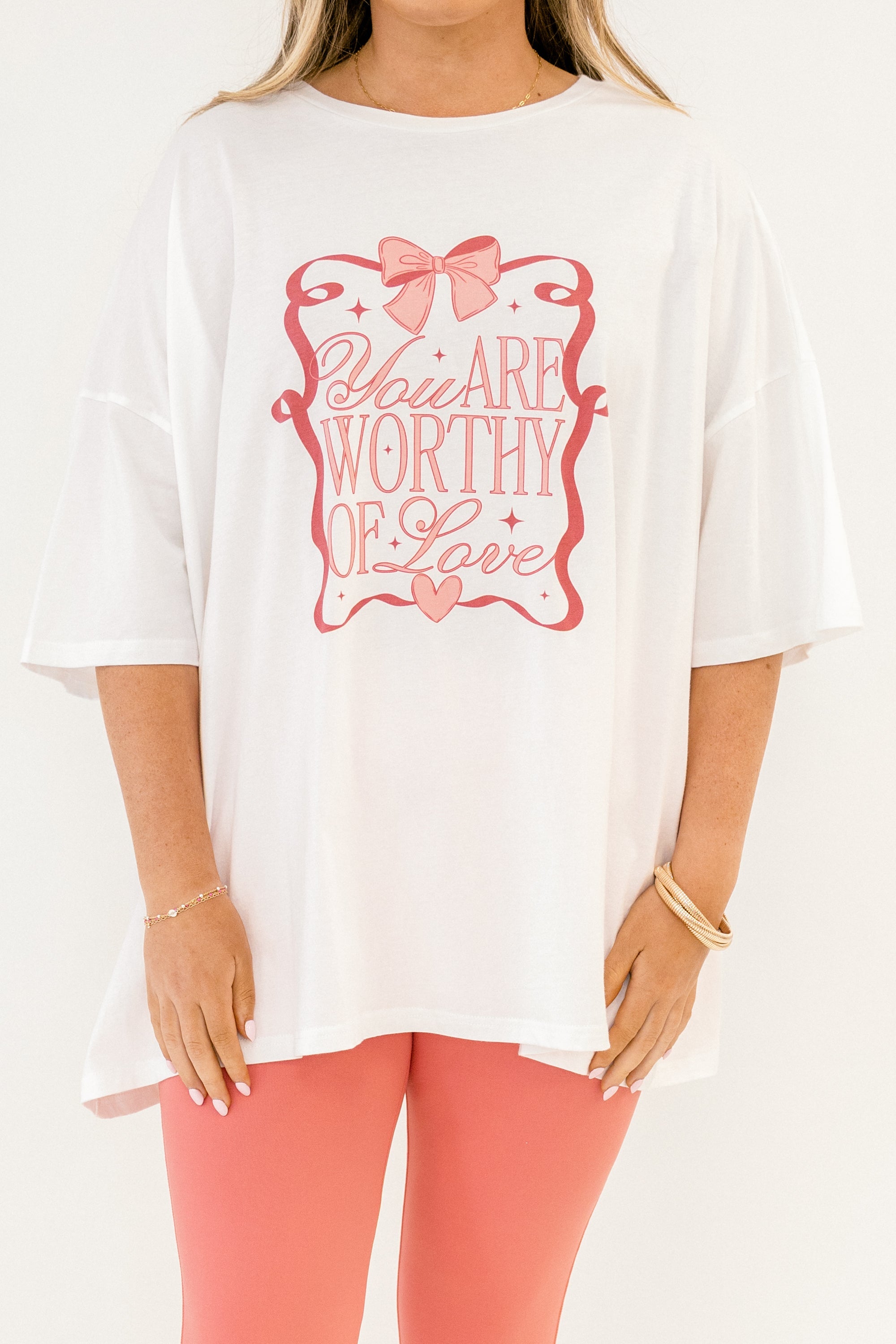 Worthy Of Love Boyfriend Tee, White