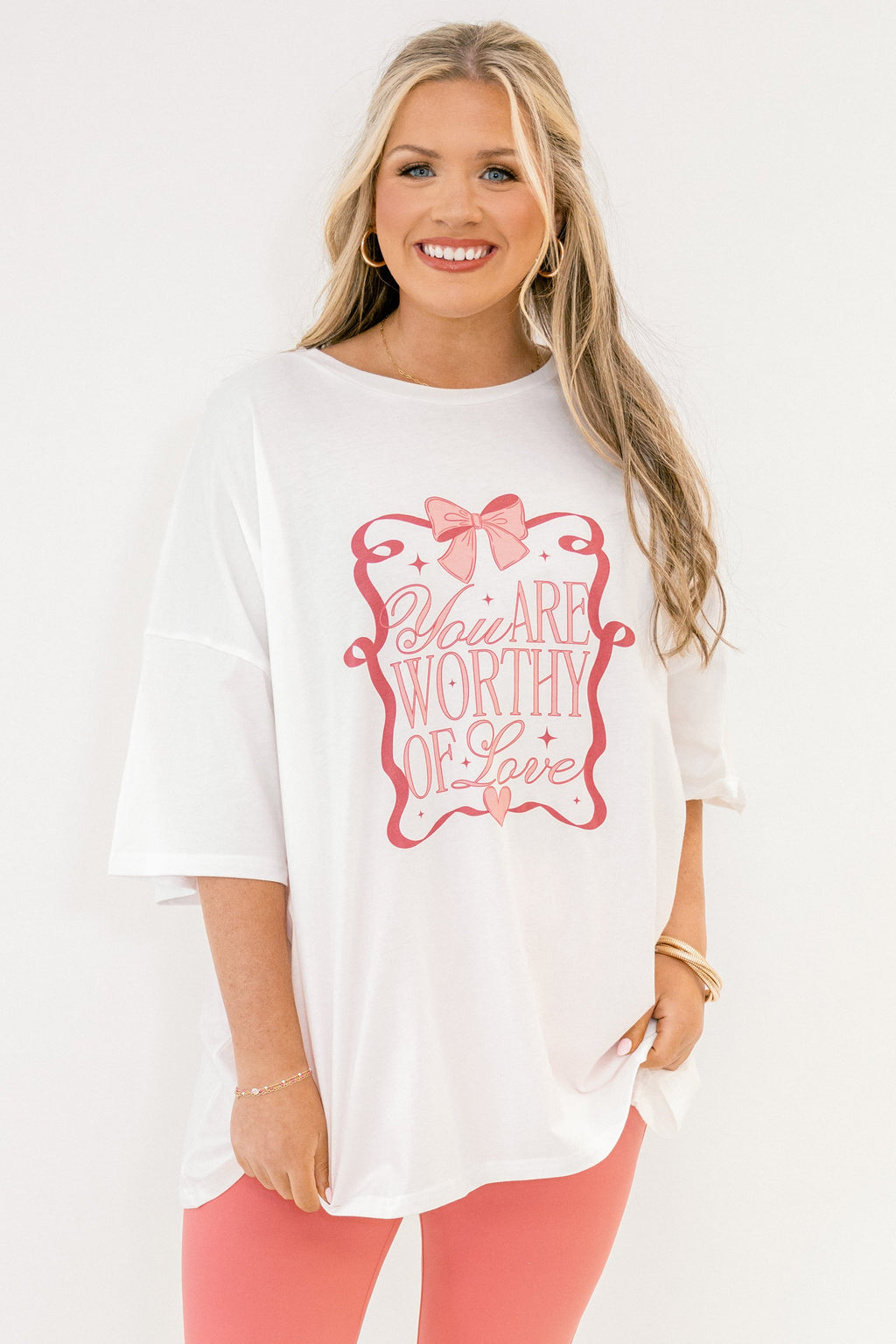 Worthy Of Love Boyfriend Tee, White