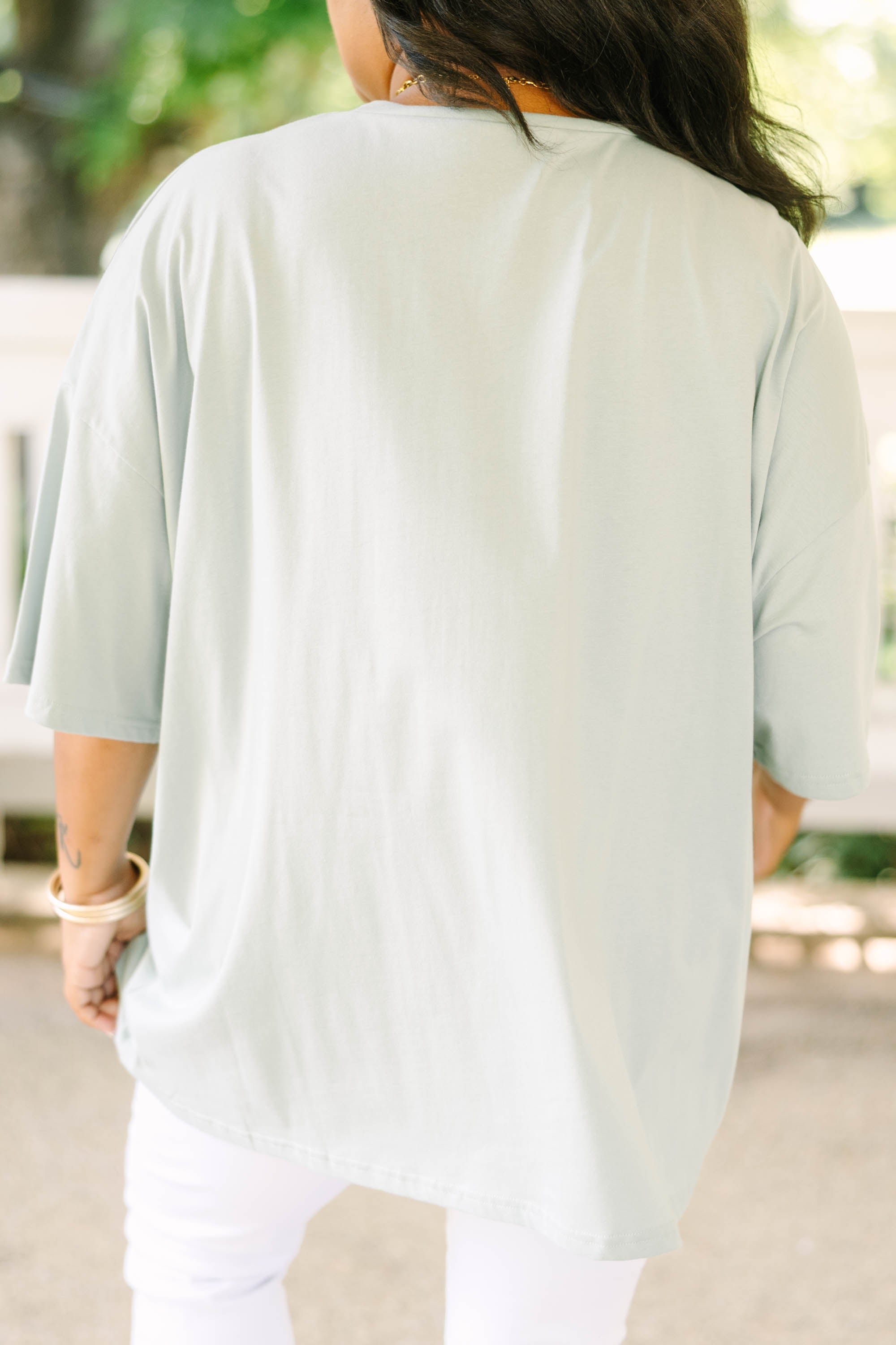 Wranglin Students Boyfriend Tee, Light Sage
