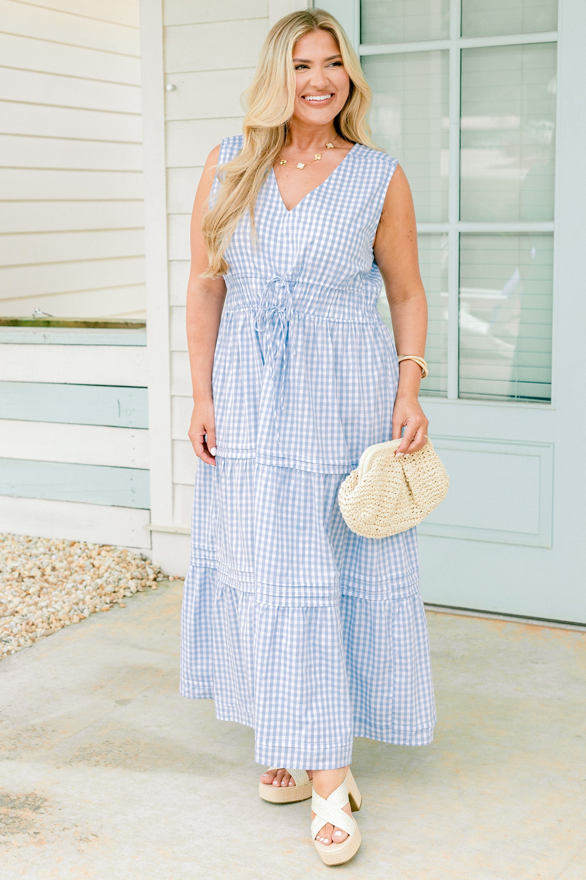 Wrapped In Love Dress, Blue Gingham