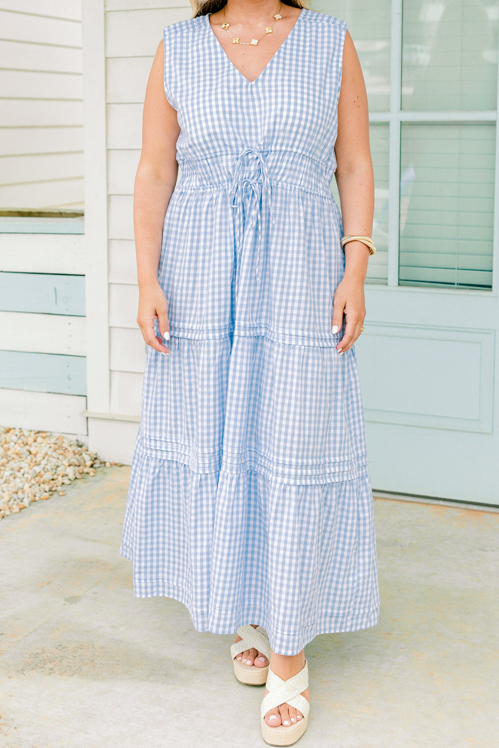 Wrapped In Love Dress, Blue Gingham