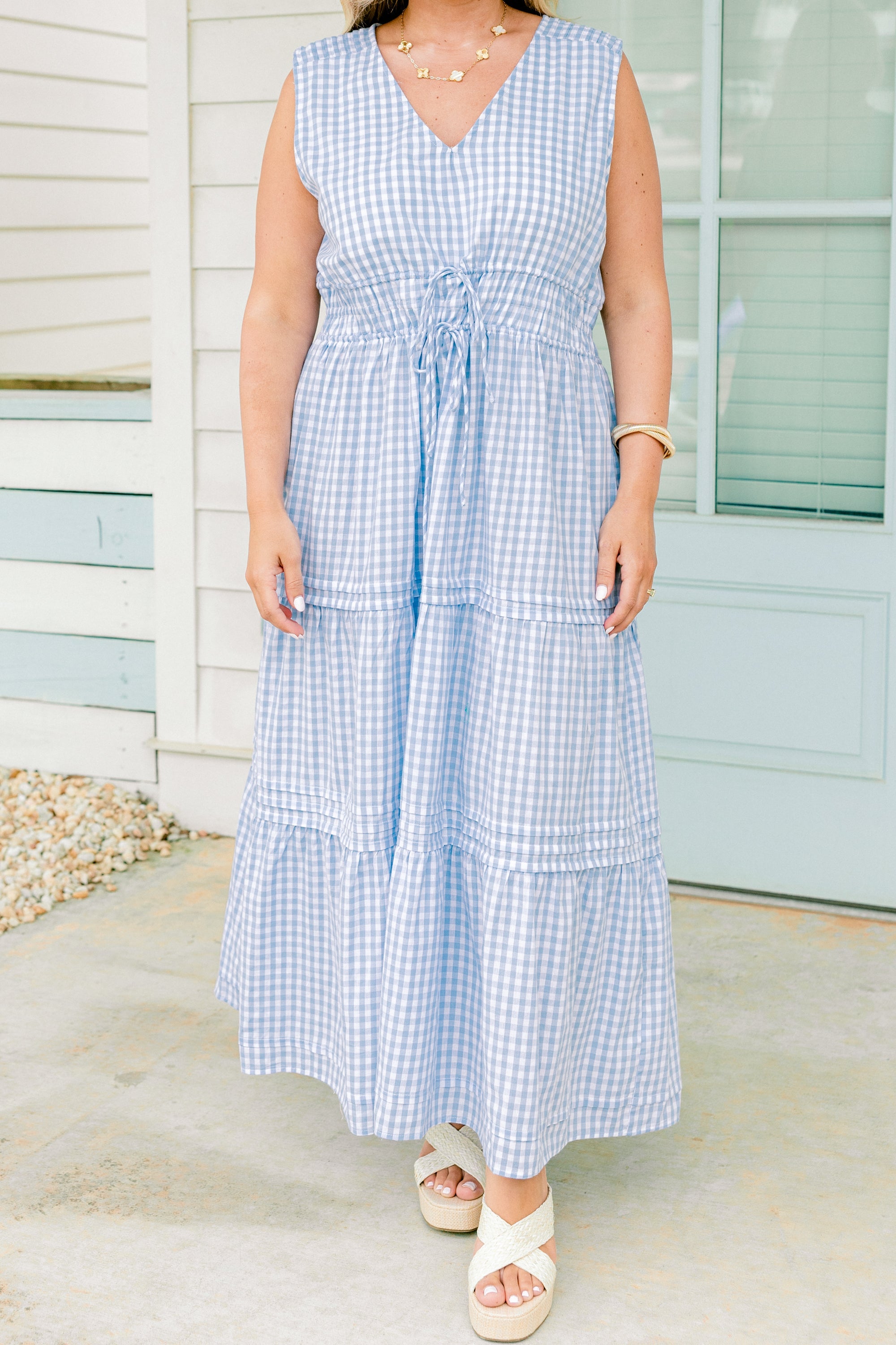 Wrapped In Love Dress, Blue Gingham