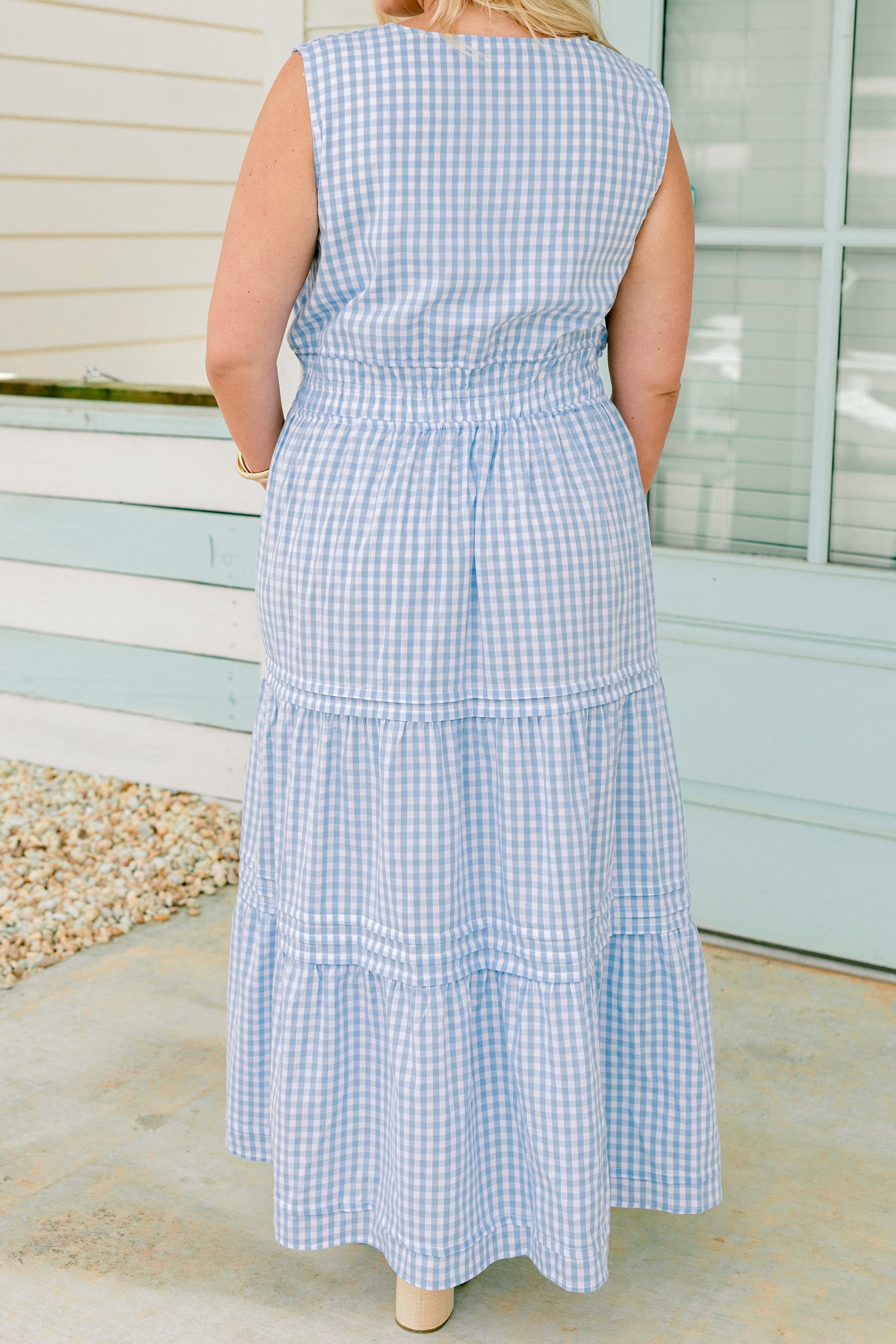 Wrapped In Love Dress, Blue Gingham