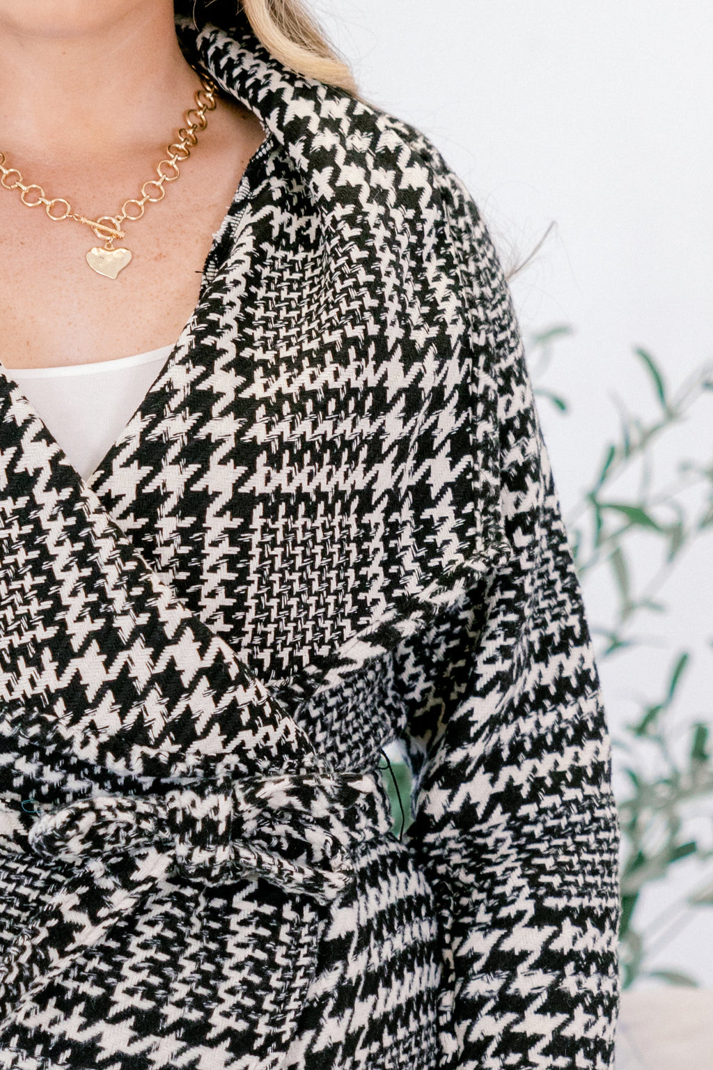 Wrapping It Up Jacket, Black Houndstooth