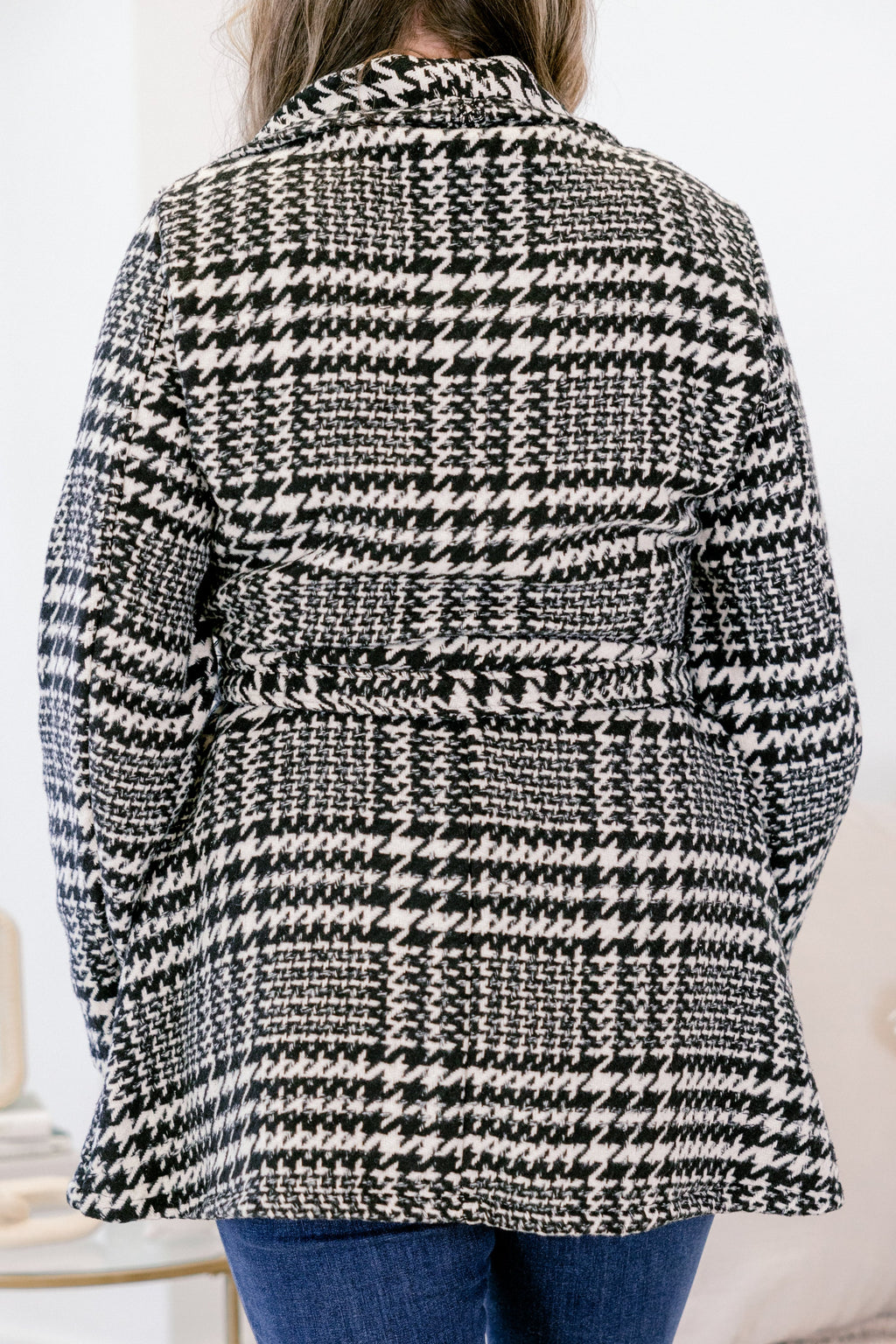 Wrapping It Up Jacket, Black Houndstooth