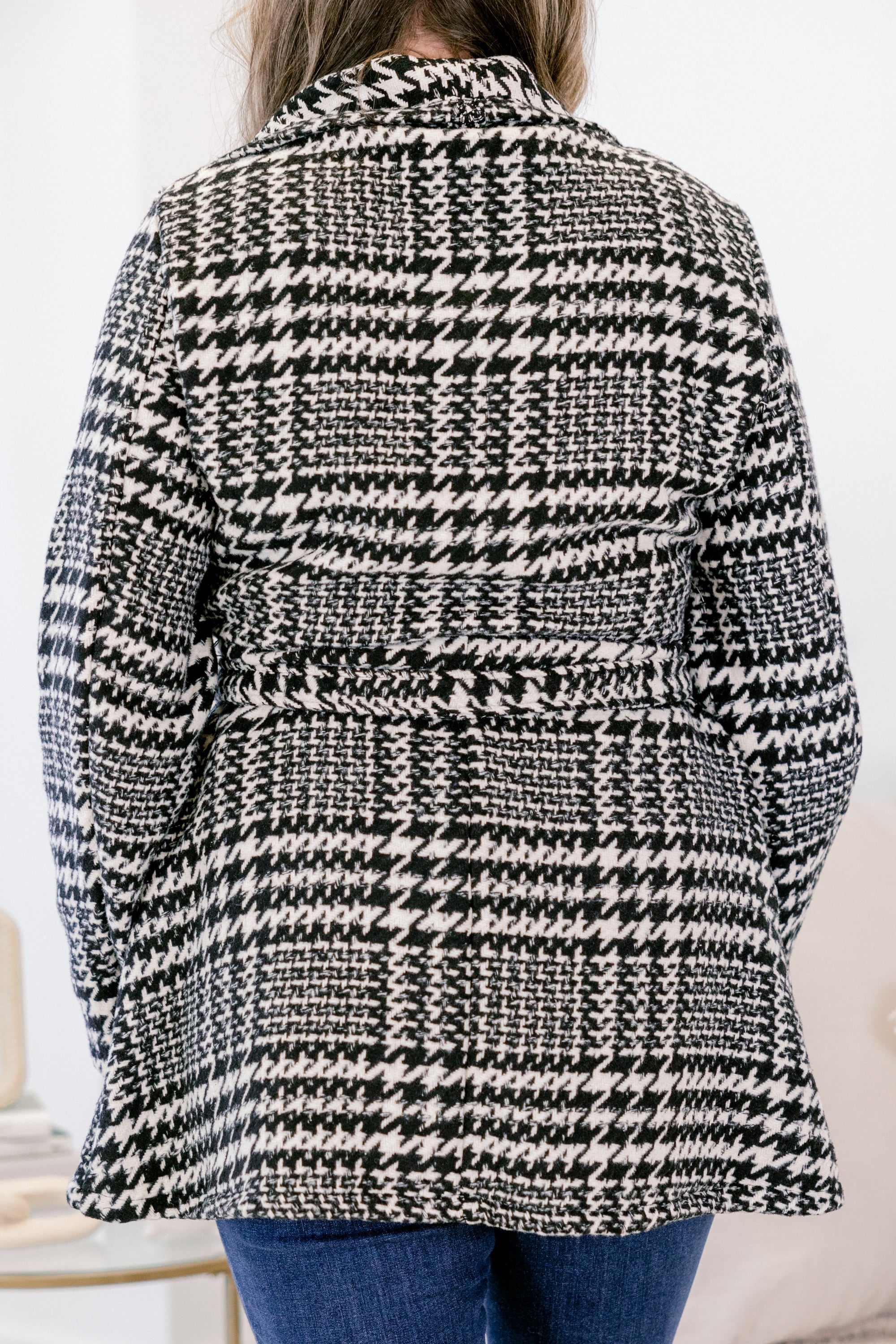 Wrapping It Up Jacket, Black Houndstooth