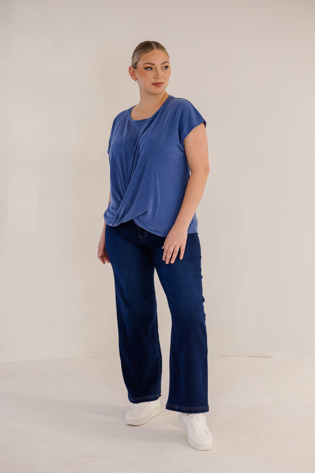 Sue	Drape Front Top, Ombre Blue