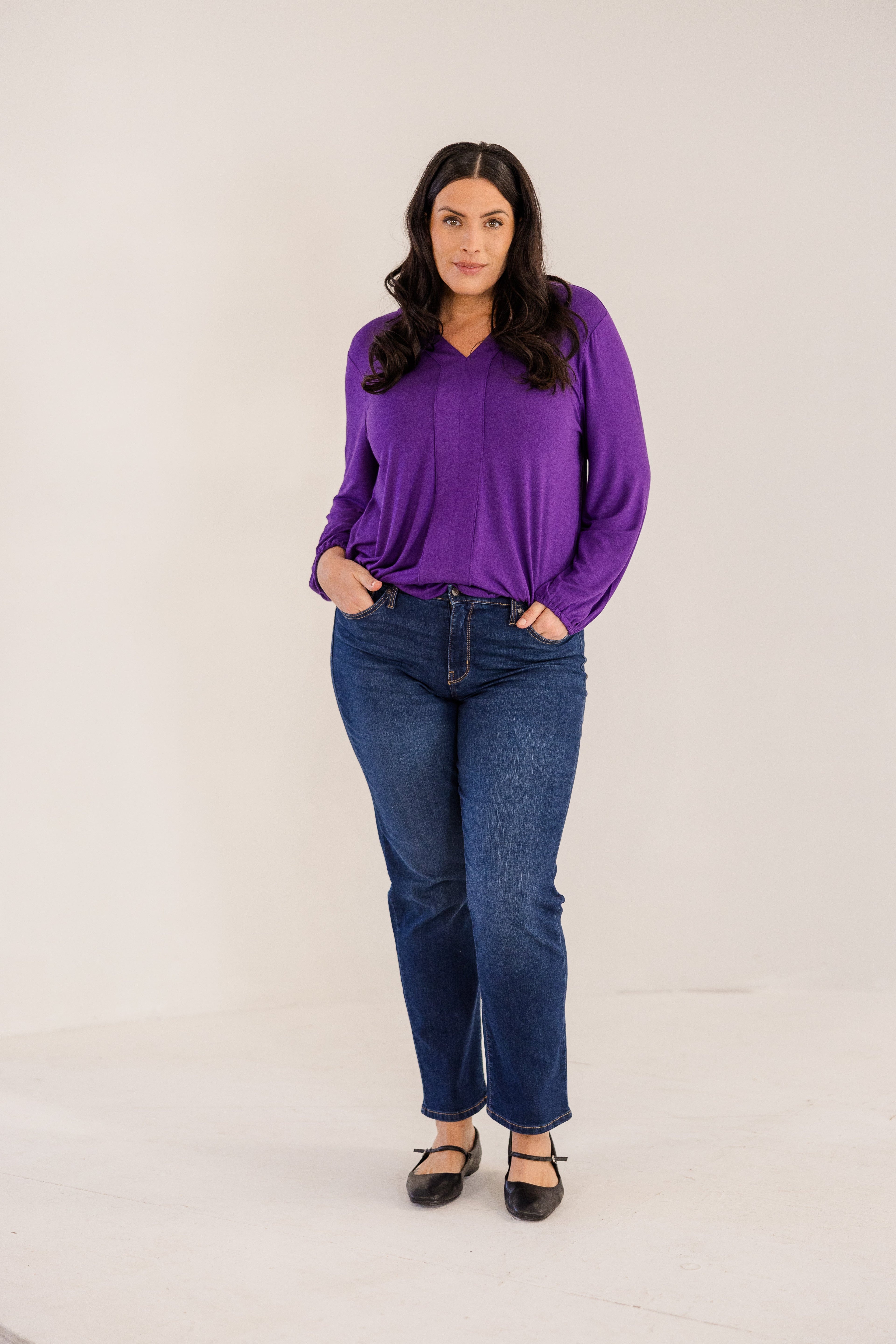 Albany Clean Neck Top, Petunia