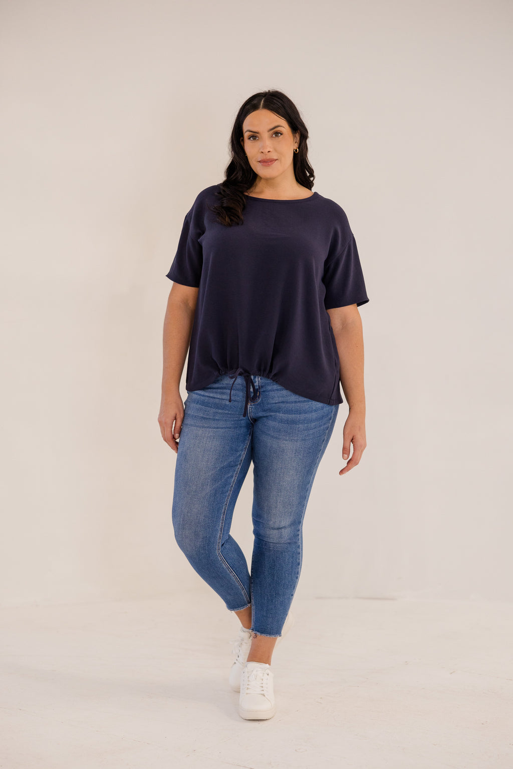 Ricker Tie Hem Top, Ink Navy