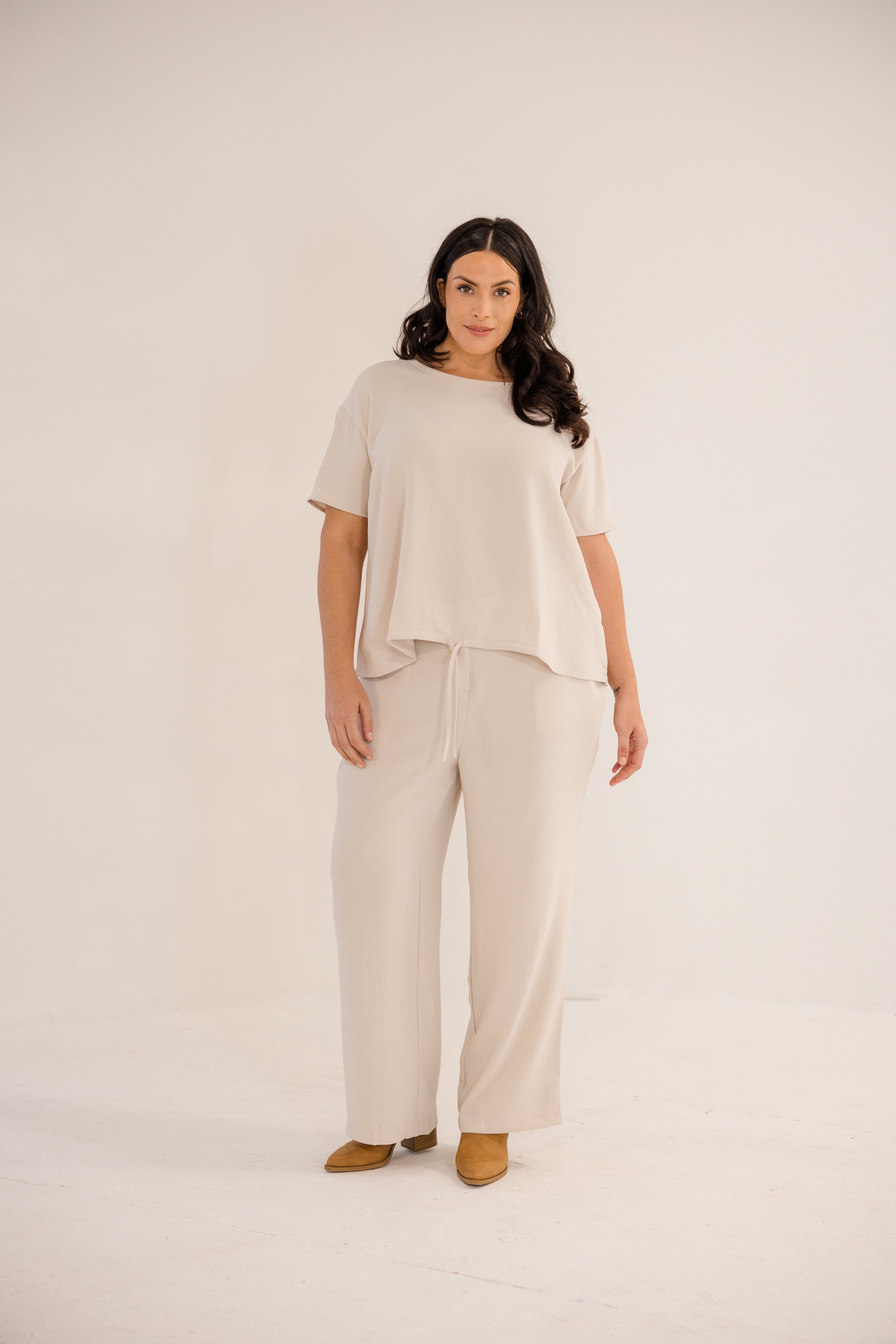 Ricker Tie Hem Top, Stone