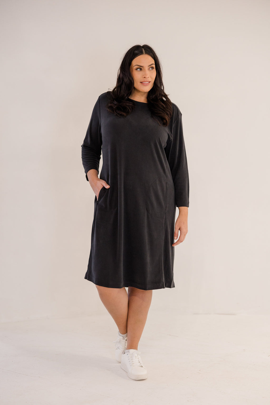 Audrey Boatneck Dress, Black