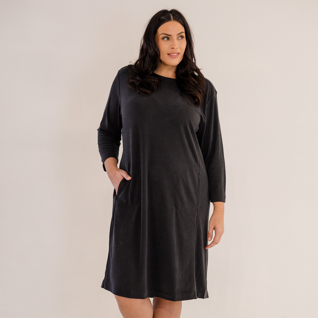 Audrey Boatneck Dress, Black