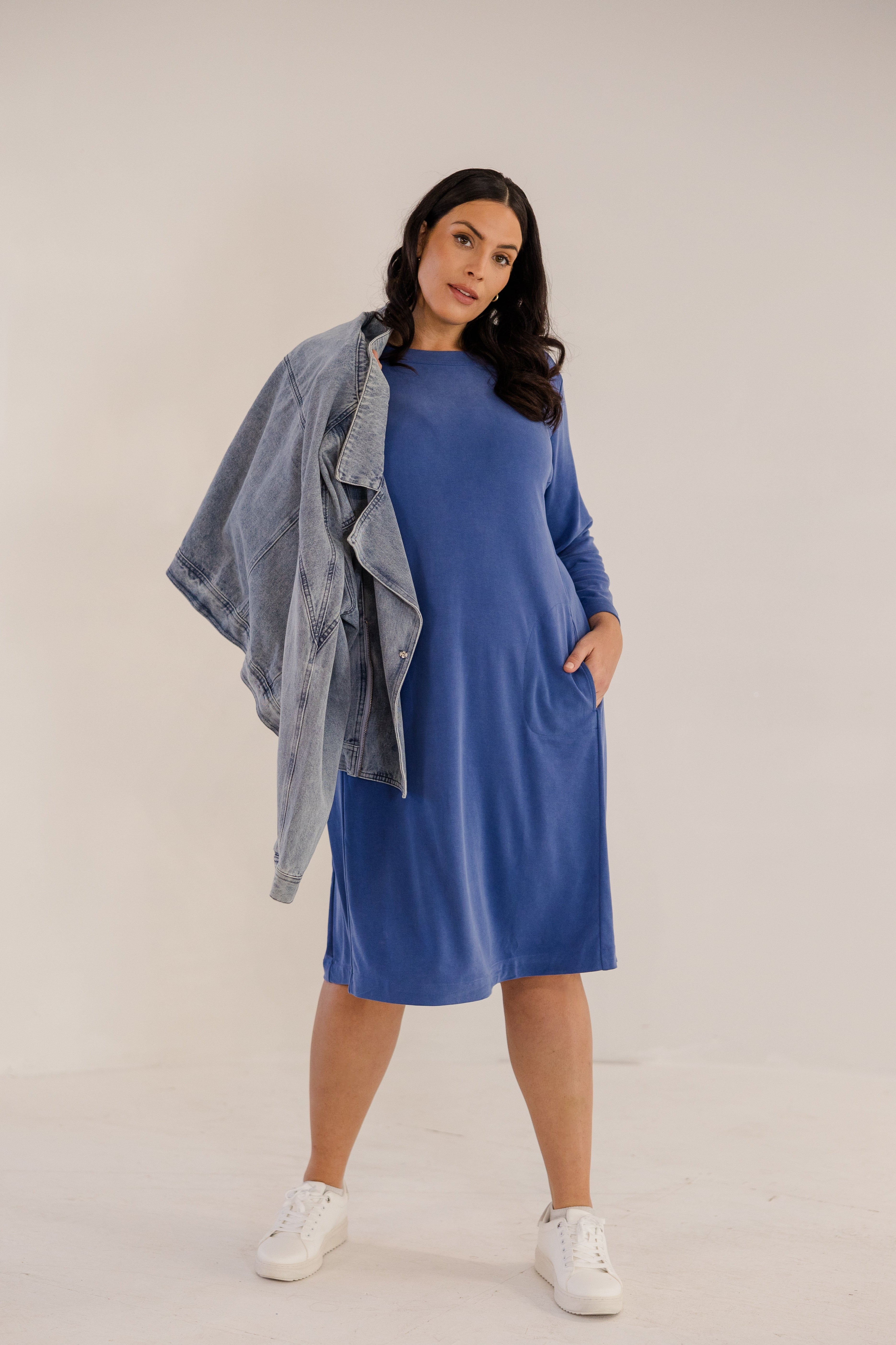 Audrey Boatneck Dress, Ombre Blue