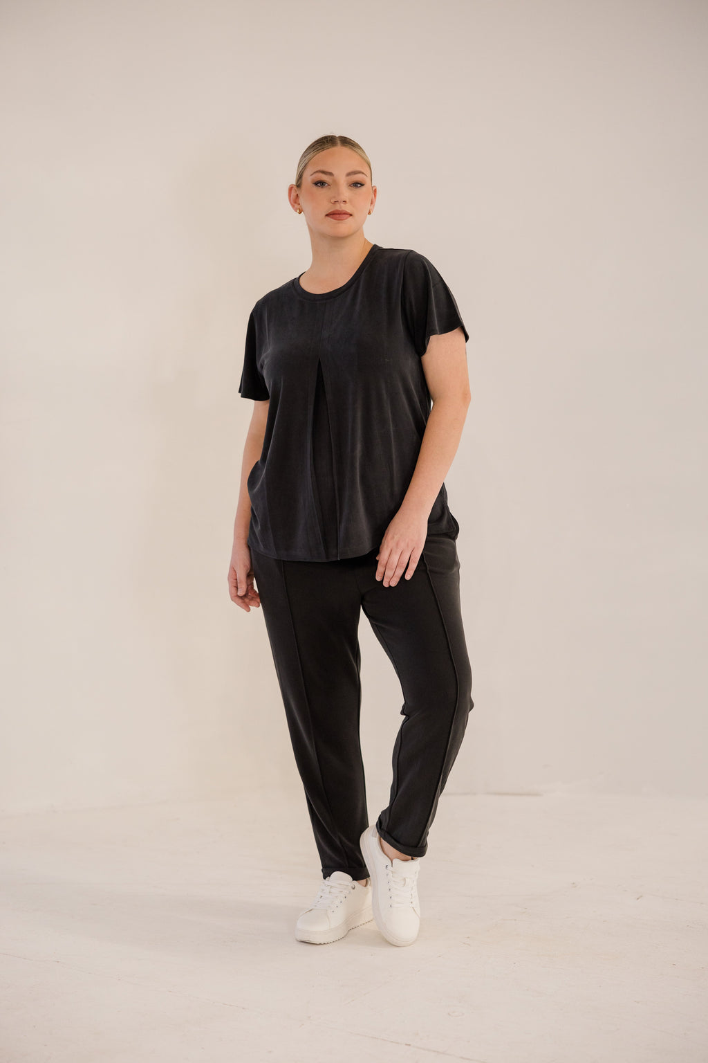 Soho Front Pleat Top, Black