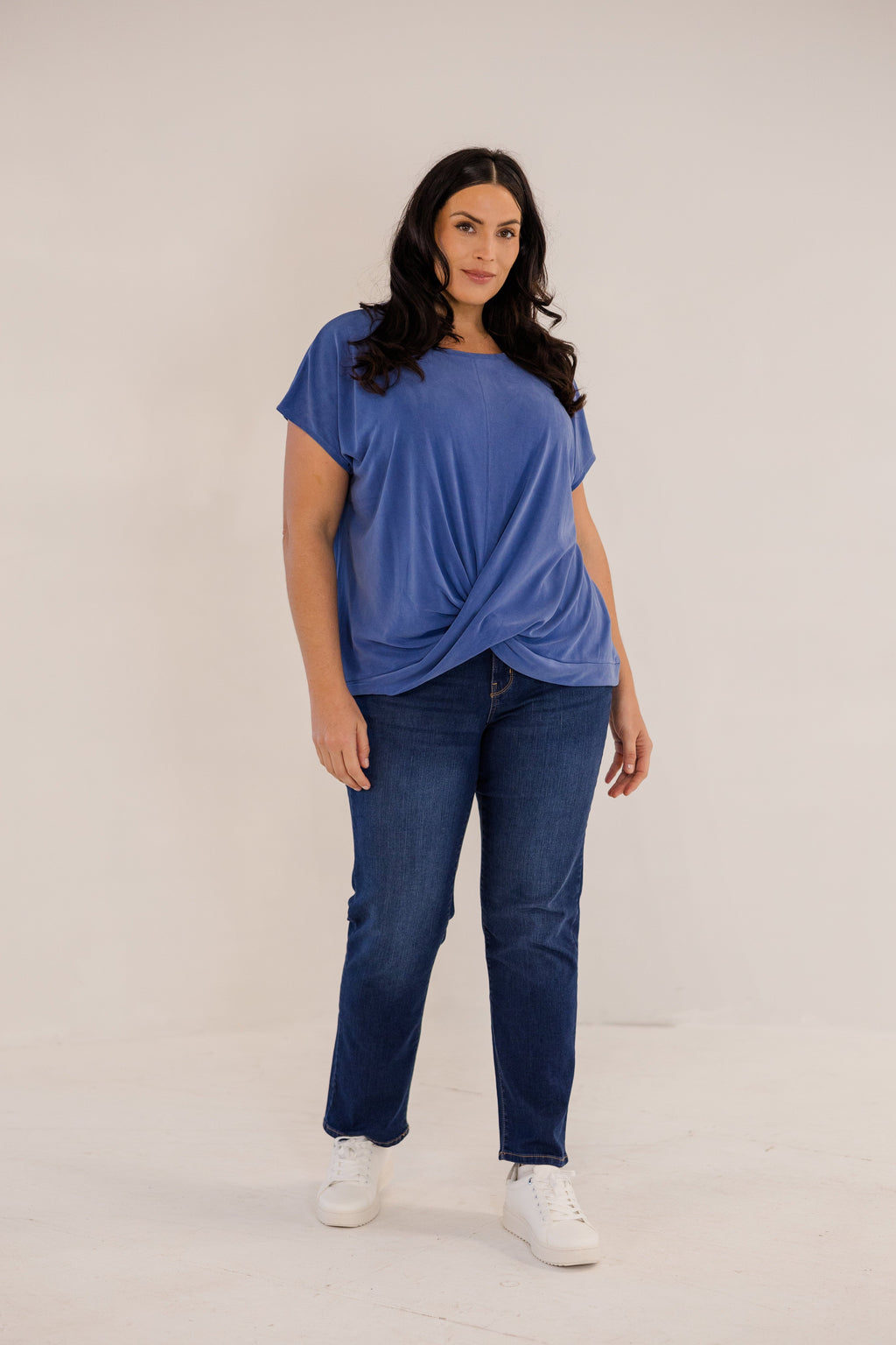 Sue	Drape Front Top, Ombre Blue