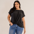 Sue Drape Front Top, Black