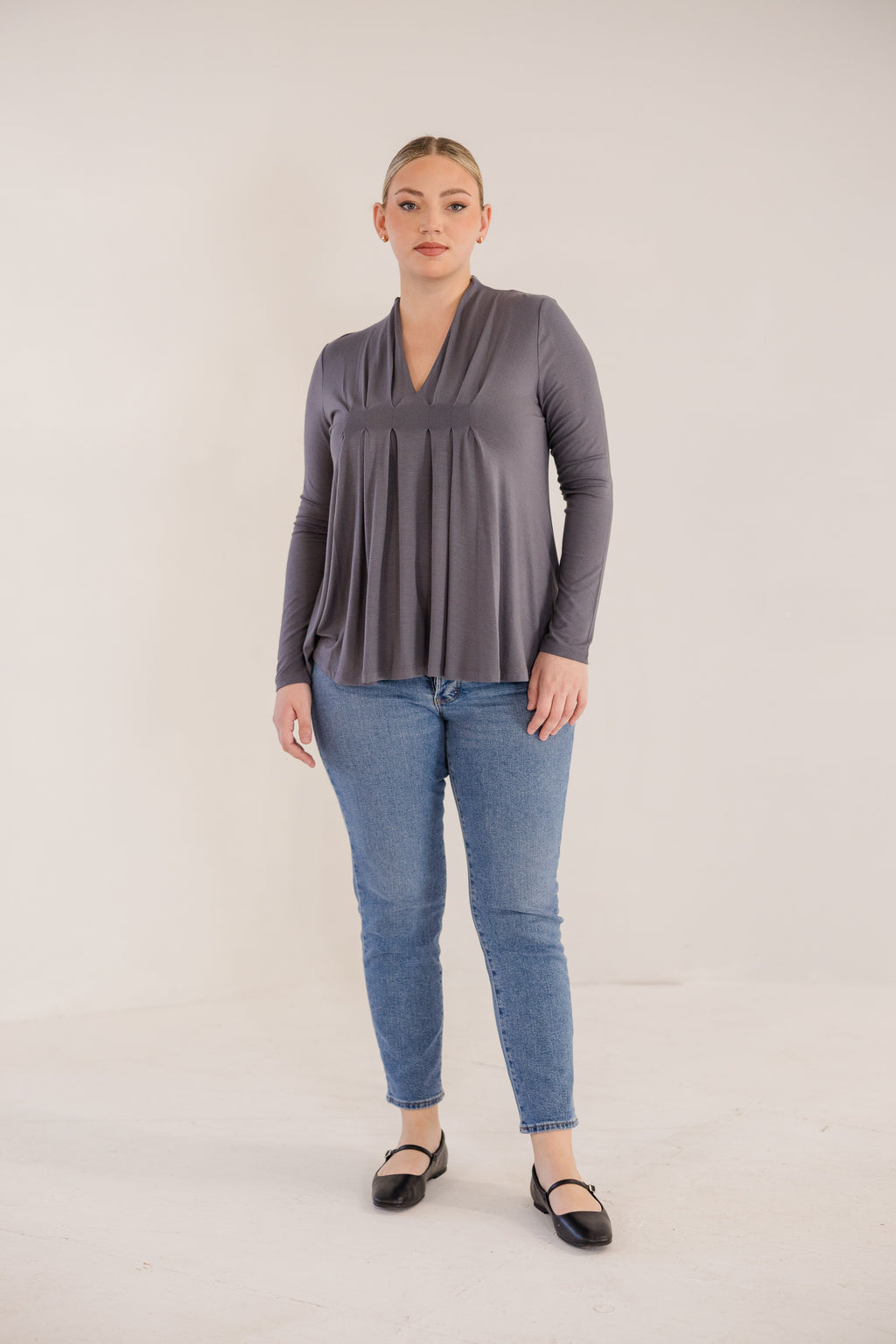 Mercer Front Pleat Top, Castle Rock