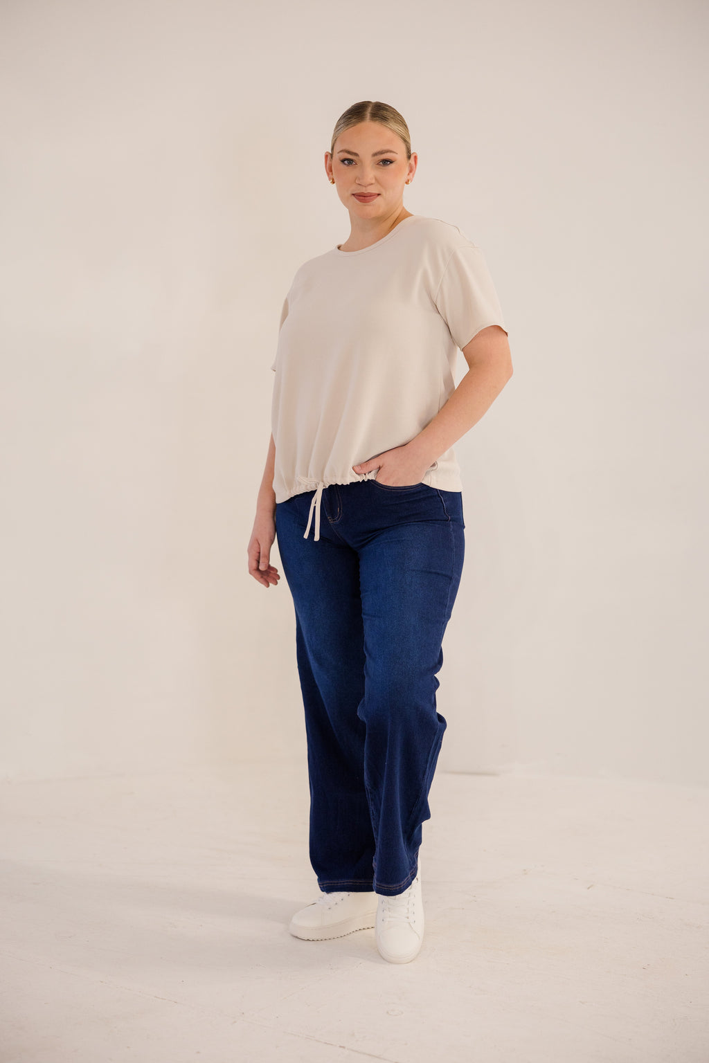 Ricker Tie Hem Top, Stone