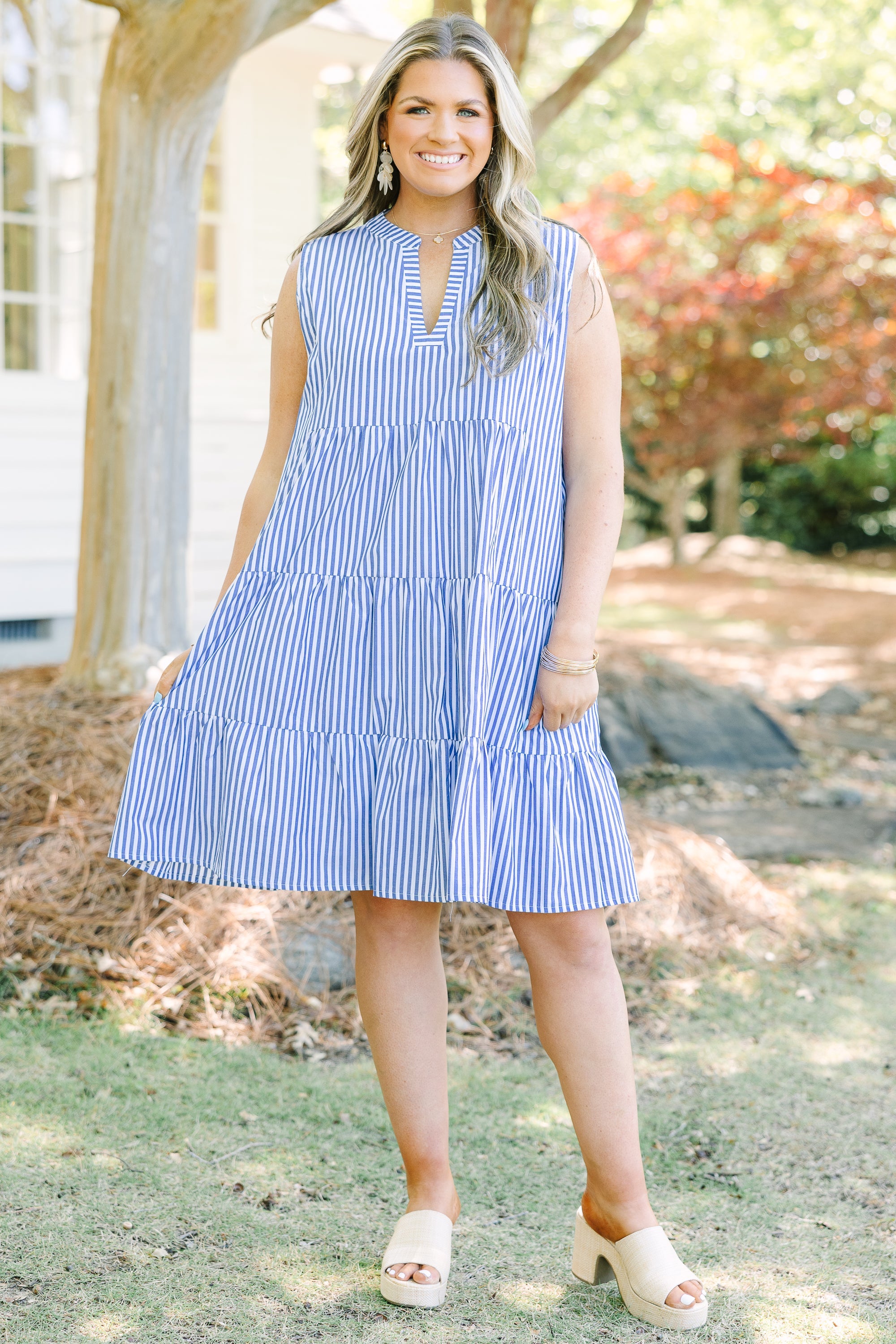 You Know The Feeling Dress, Blue Stripe