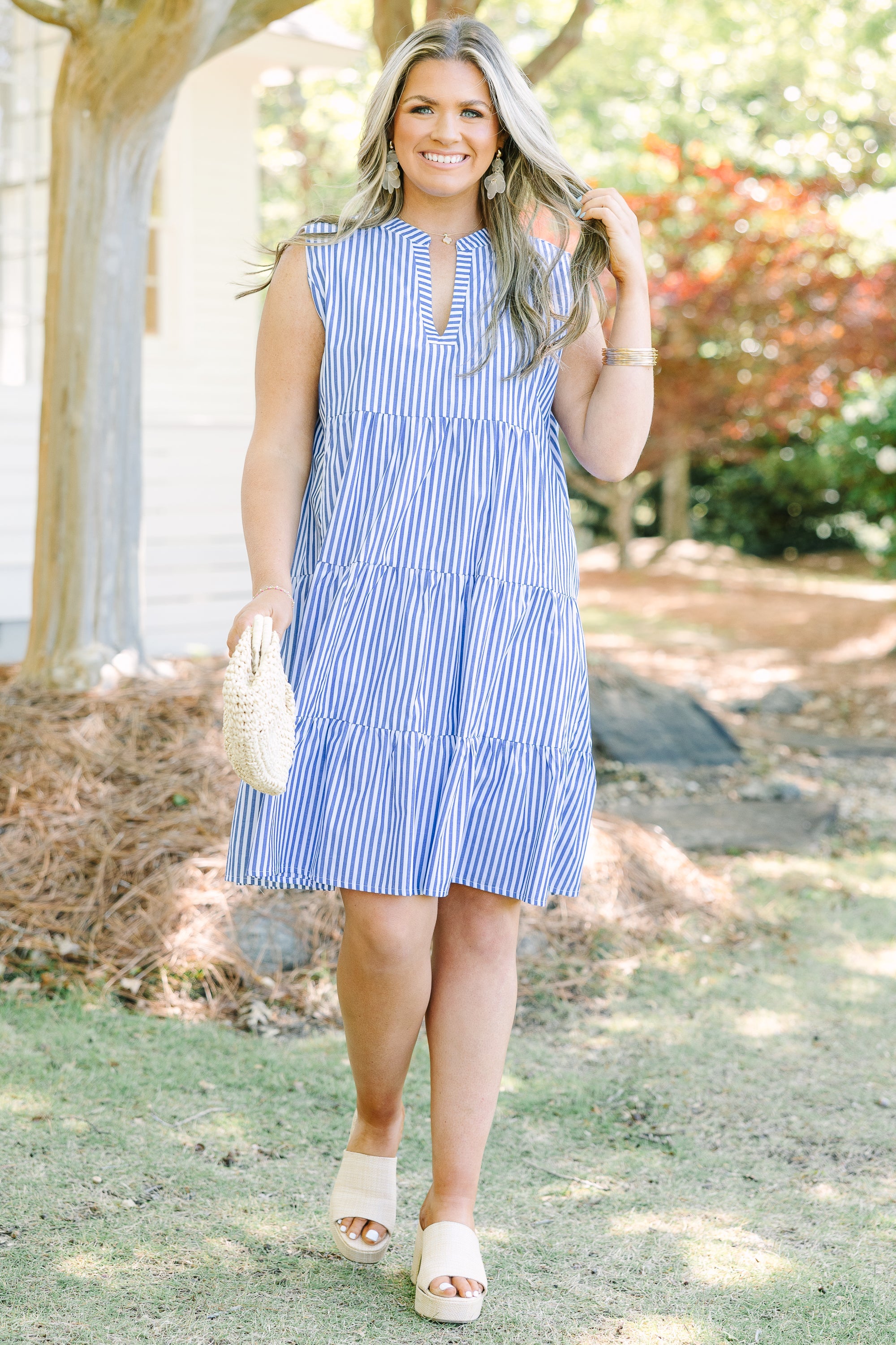 You Know The Feeling Dress, Blue Stripe
