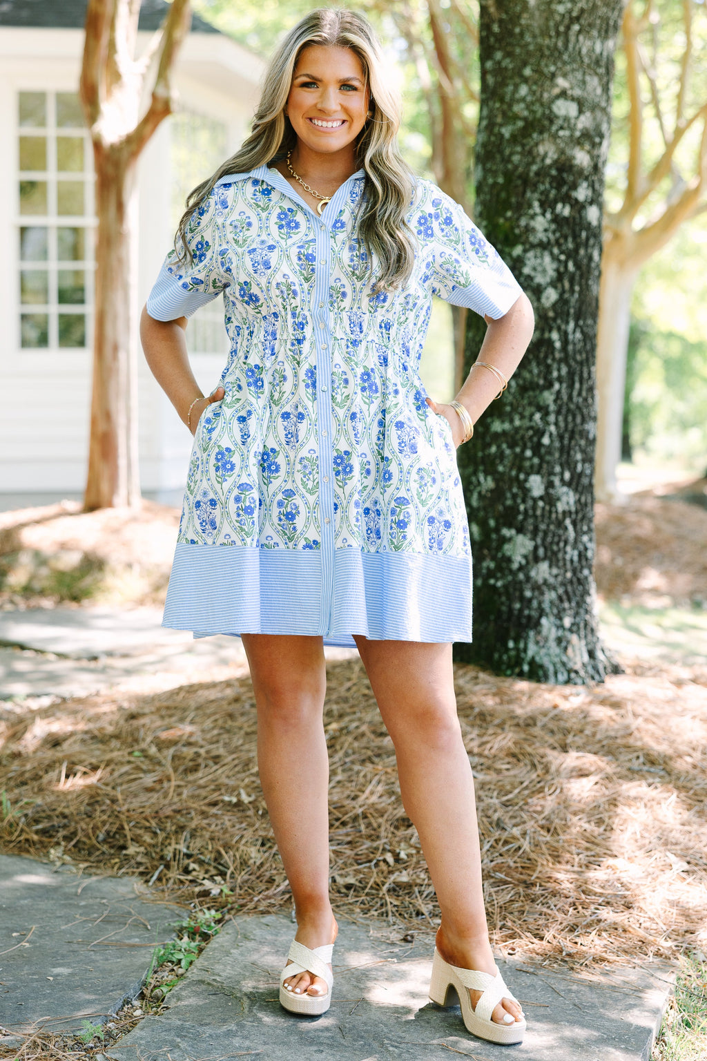 You Were Saying Dress, Blue