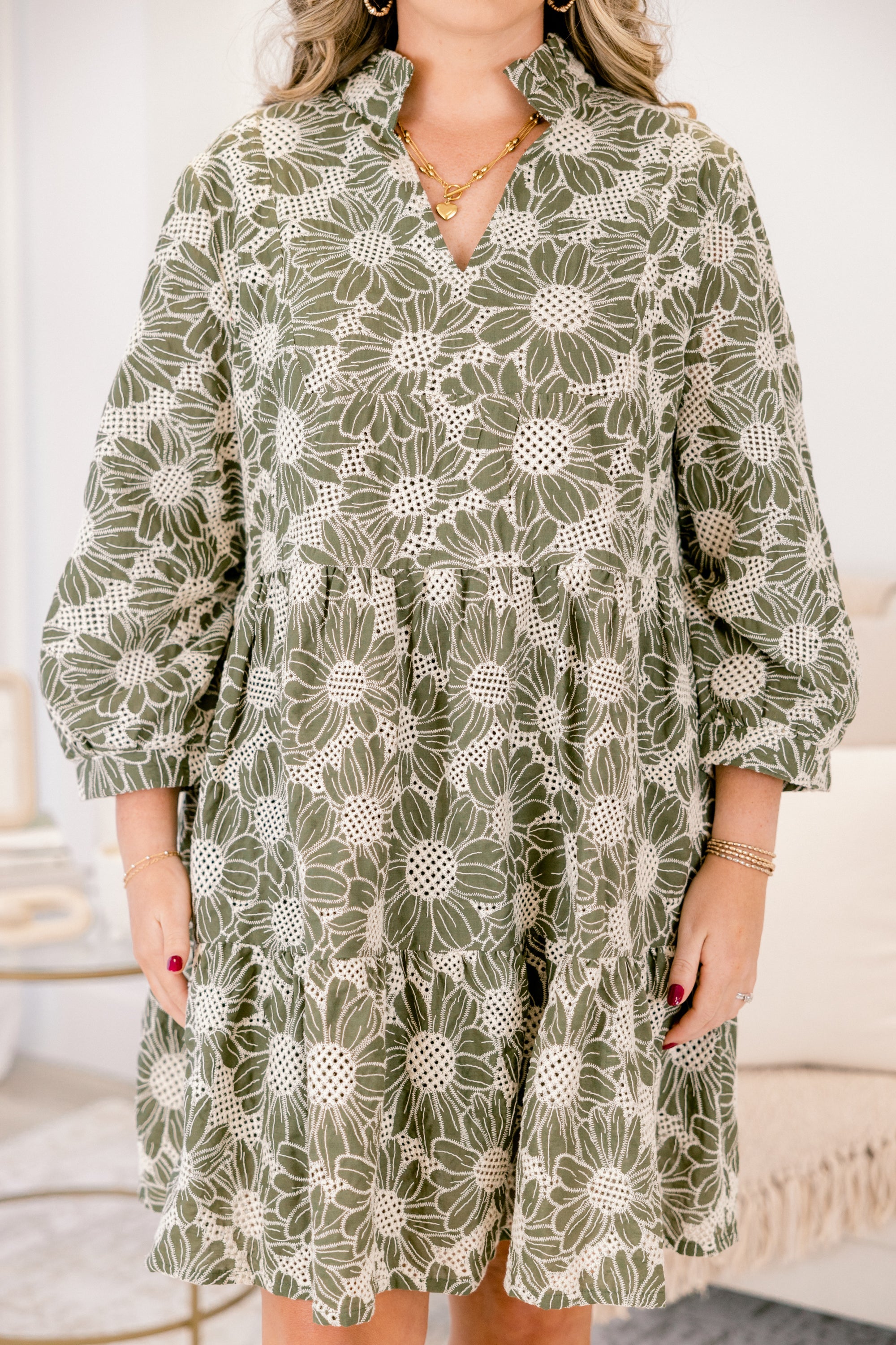 You'll See Why Dress, Green Embroidery