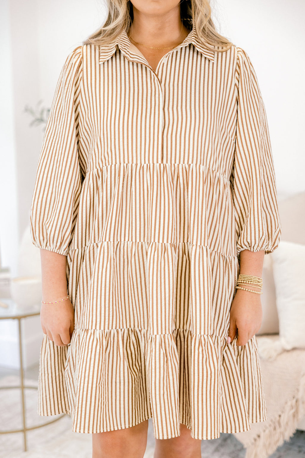 You've Got This Dress, Tan Stripe