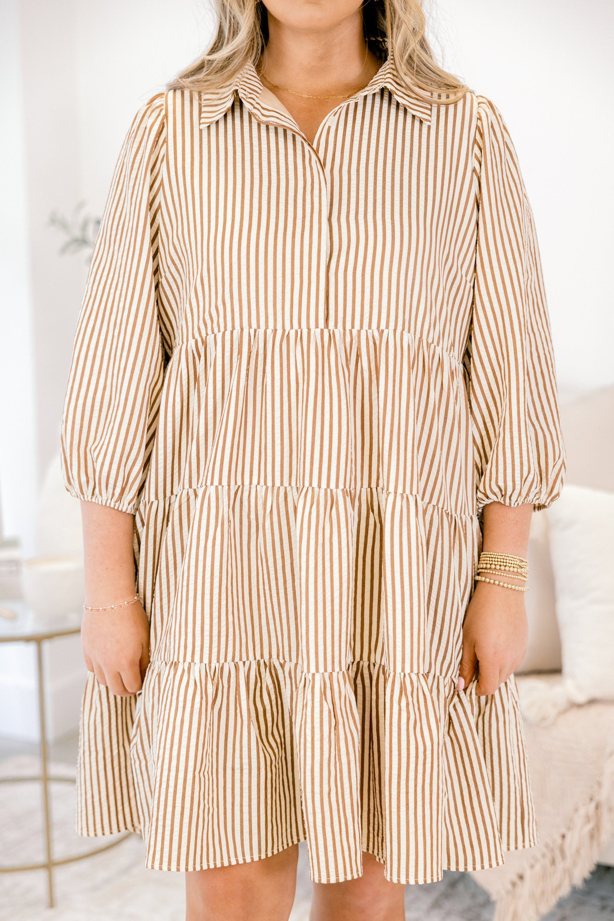 You've Got This Dress, Tan Stripe