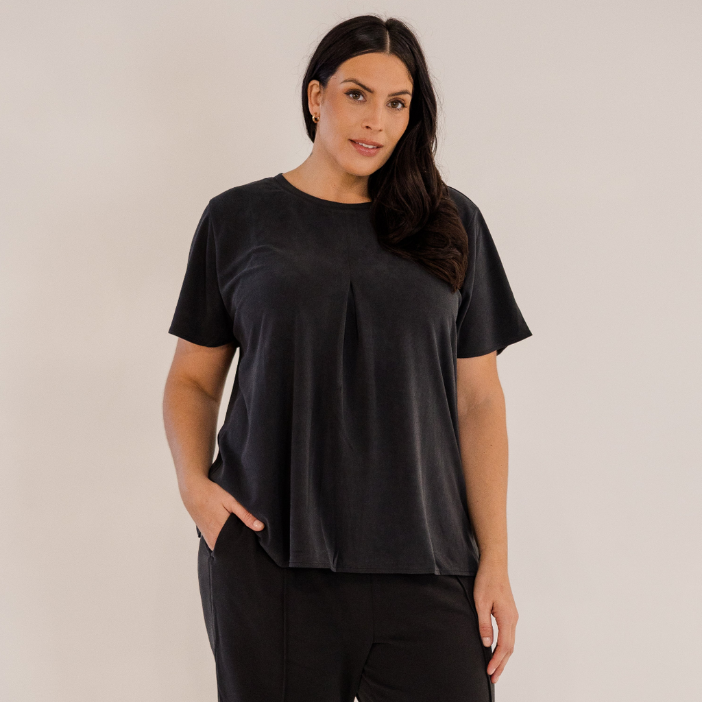 Soho Front Pleat Top, Black