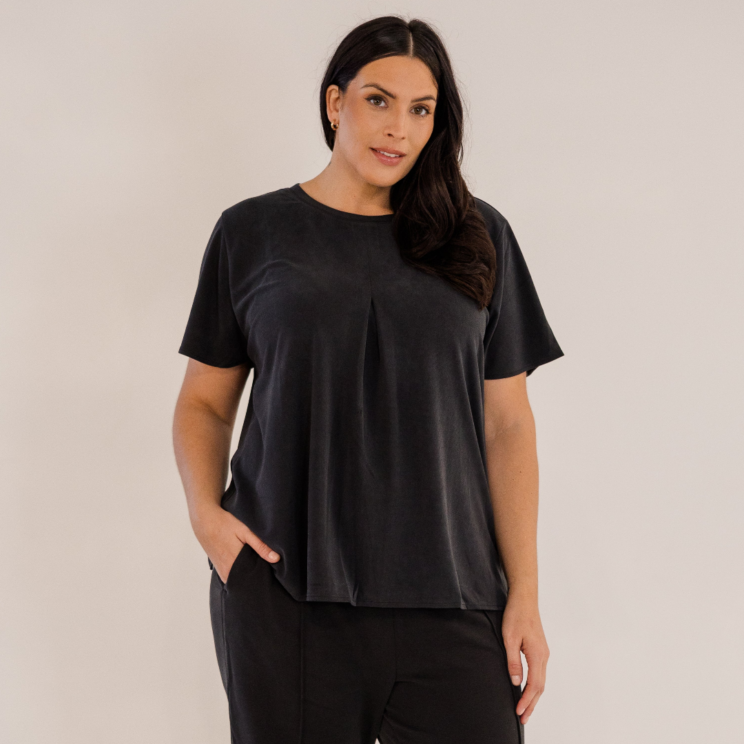Soho Front Pleat Top, Black