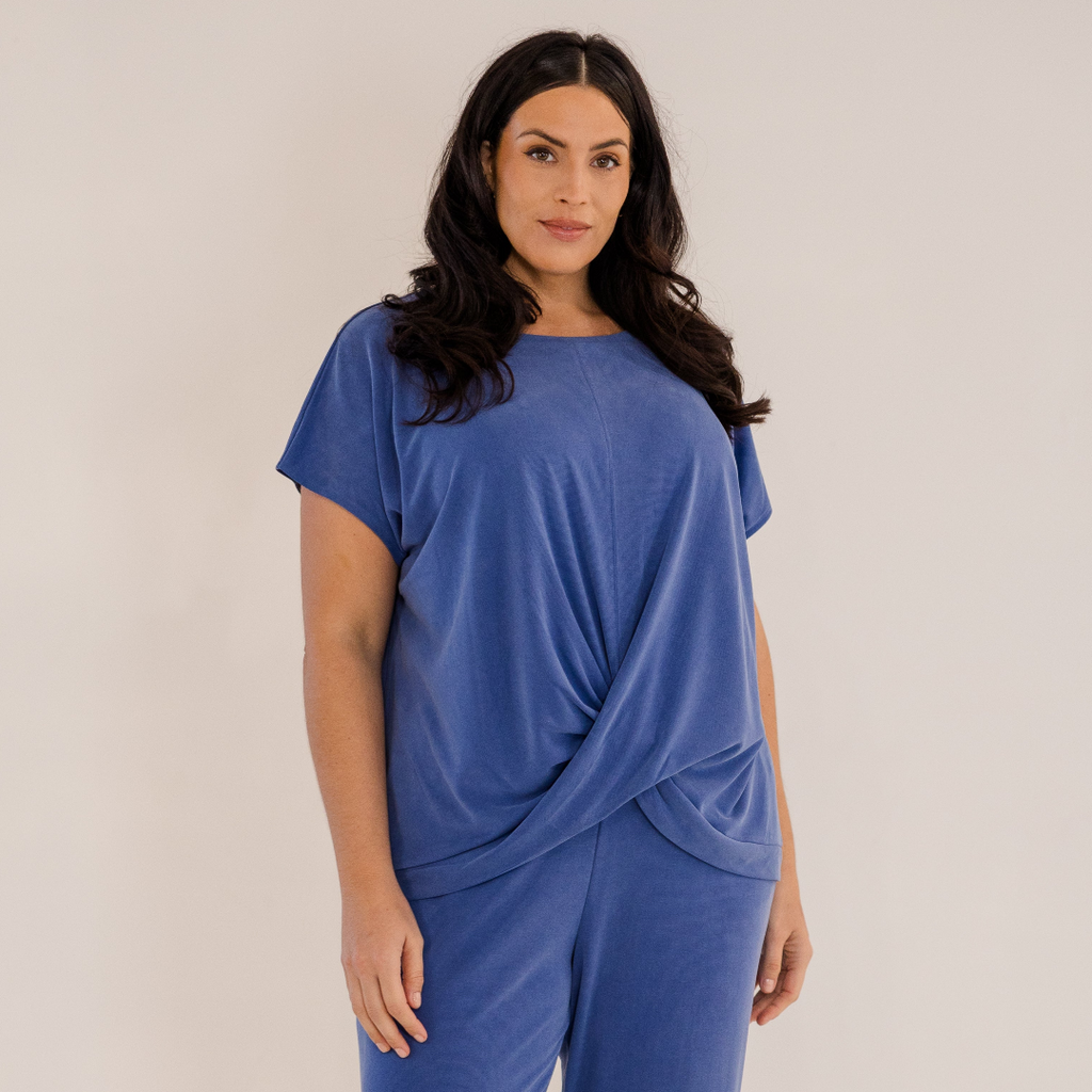Sue	Drape Front Top, Ombre Blue