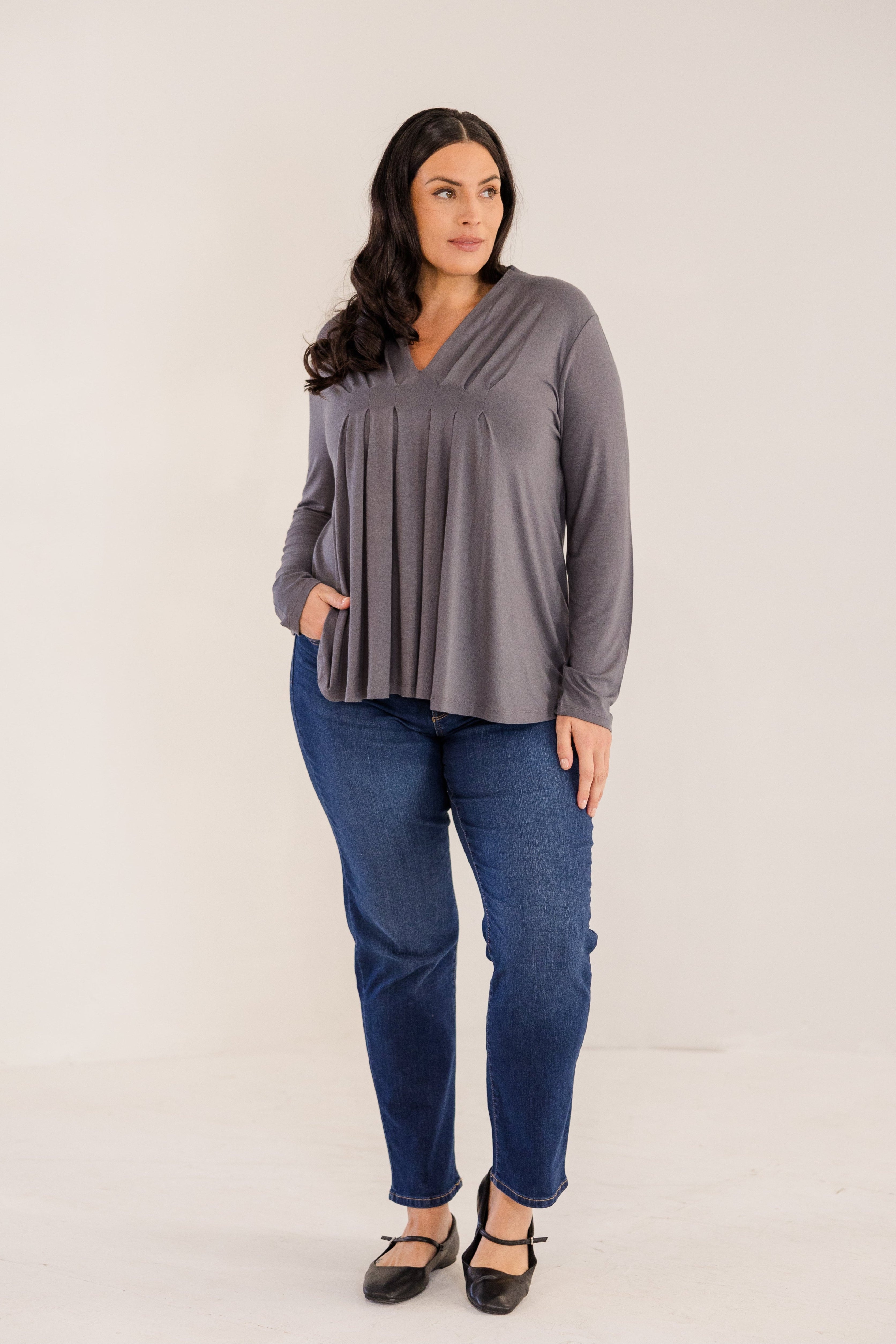 Mercer Front Pleat Top, Castle Rock