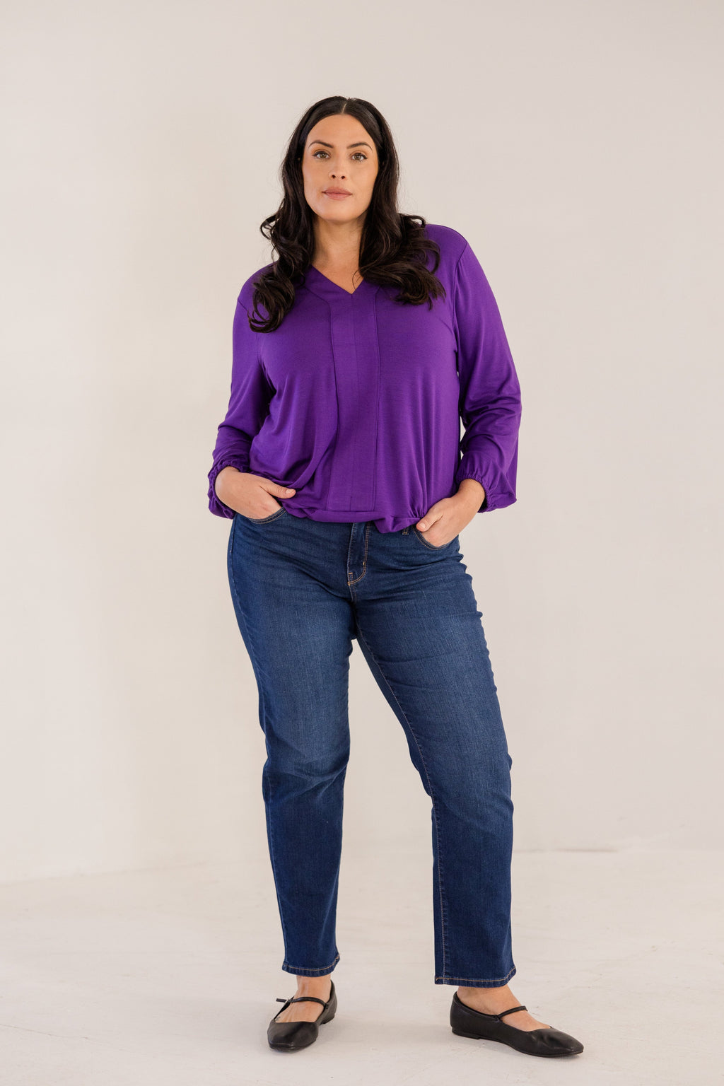 Albany Clean Neck Top, Petunia