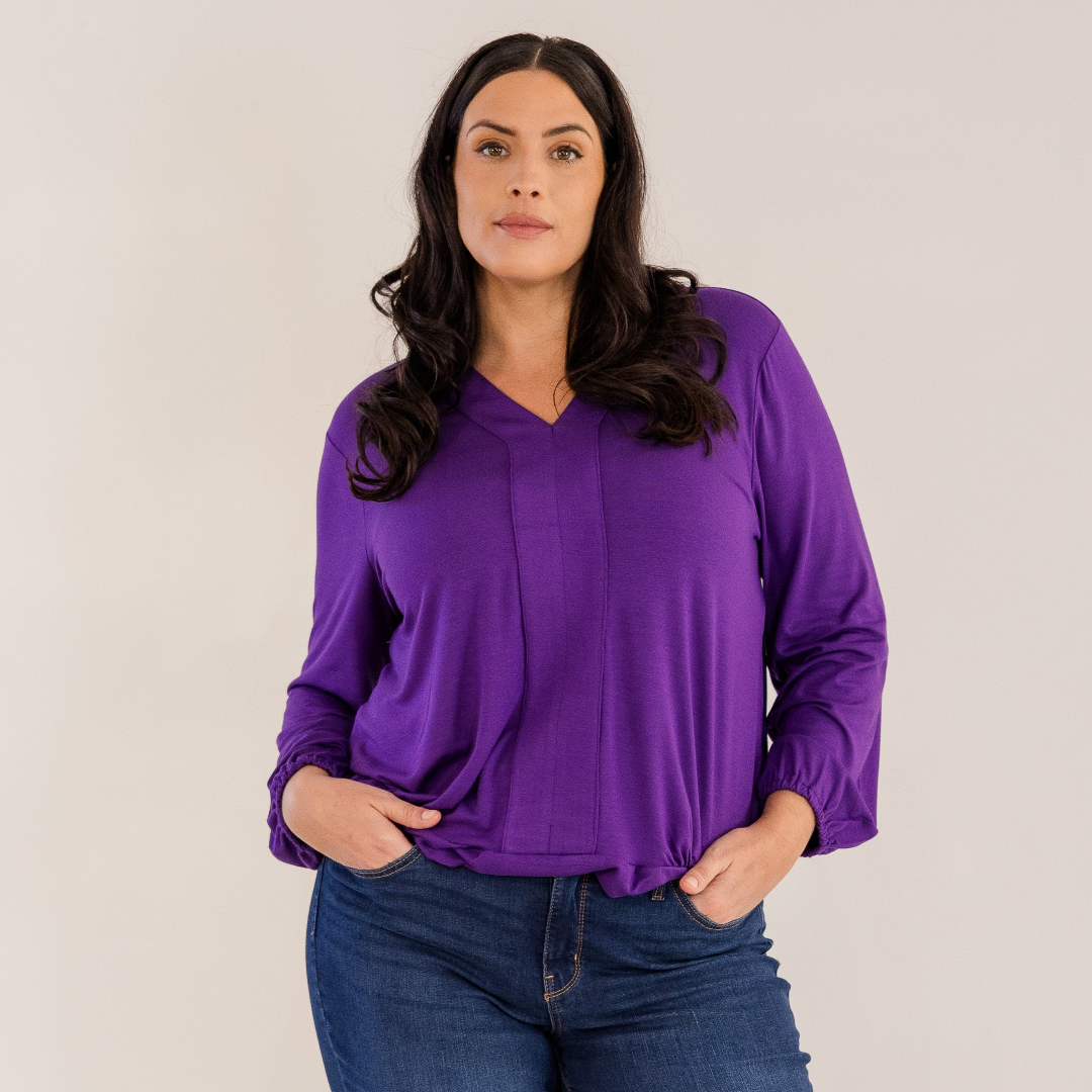 Albany Clean Neck Top, Petunia