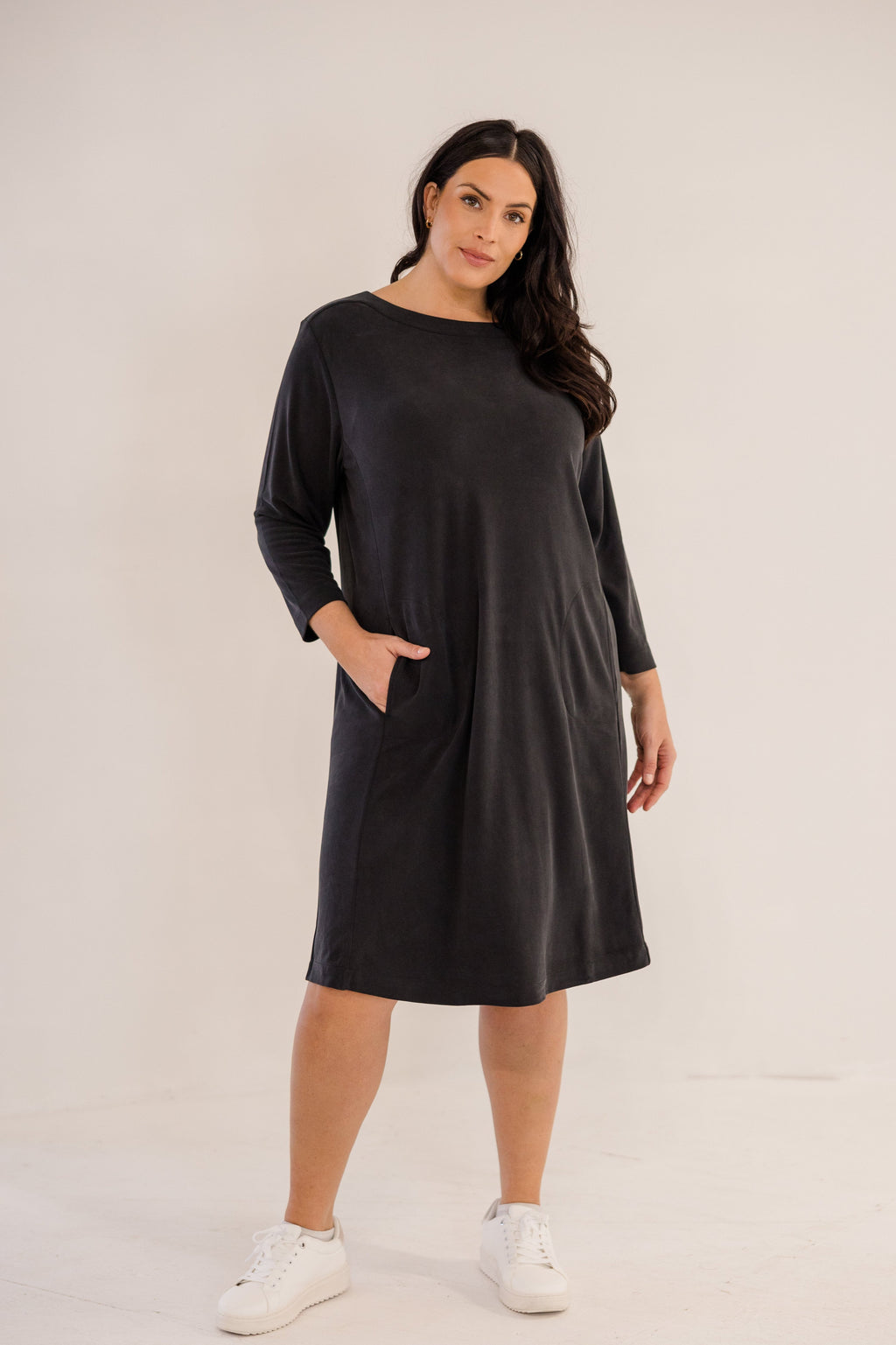 Audrey Boatneck Dress, Black