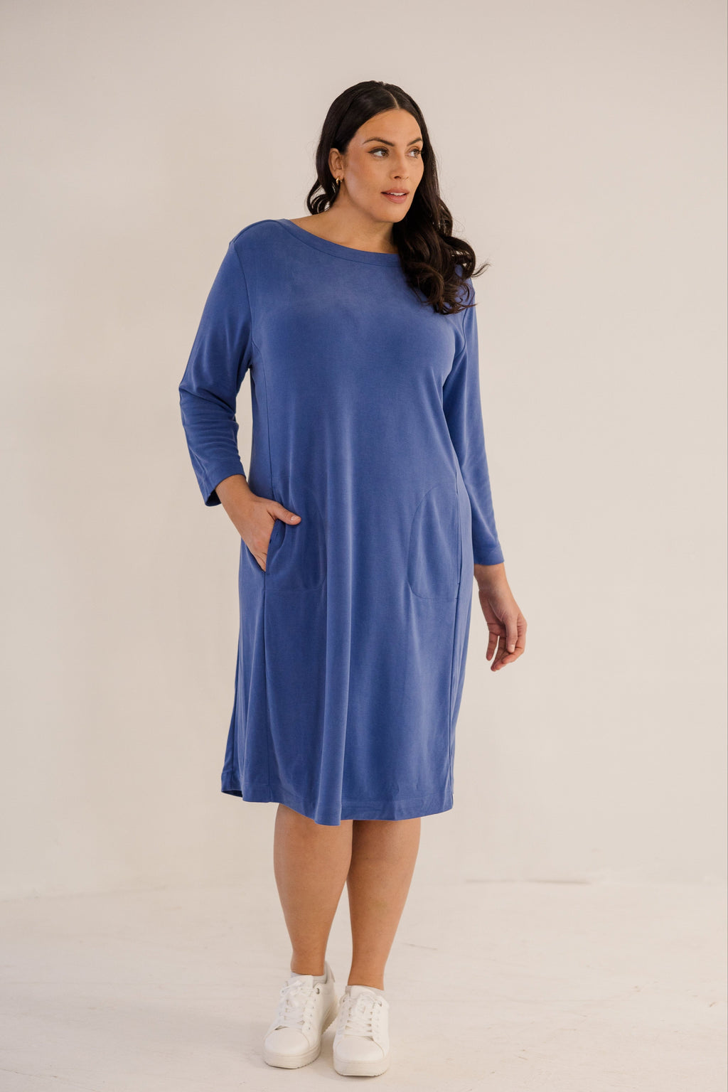 Audrey Boatneck Dress, Ombre Blue